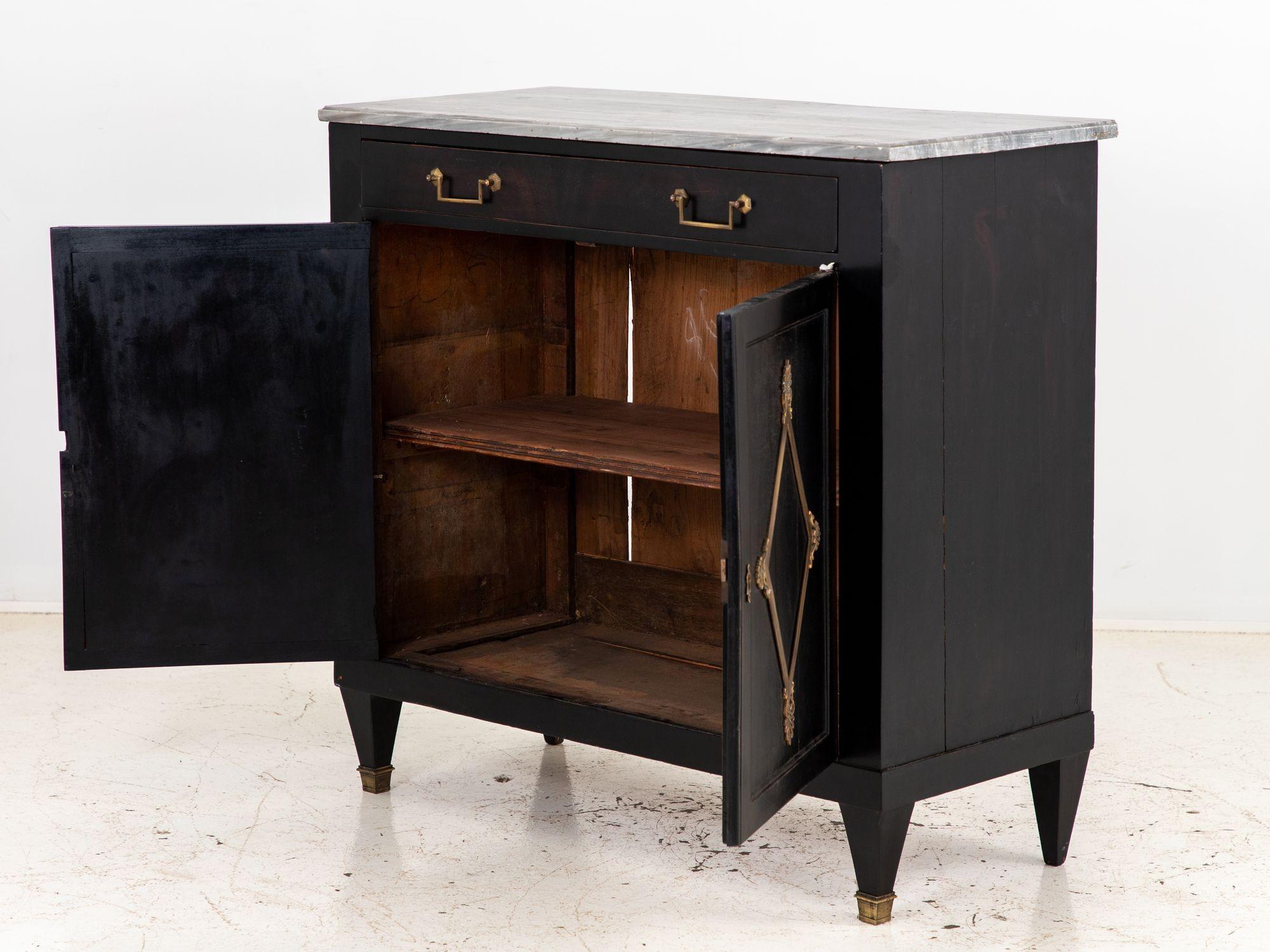 French Black Painted Buffet with Marble Top, Late 19th Century For Sale 5