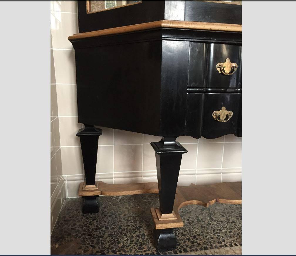 French Black Painted Double Body Mirrored Cupboard from Early 20th Century 14