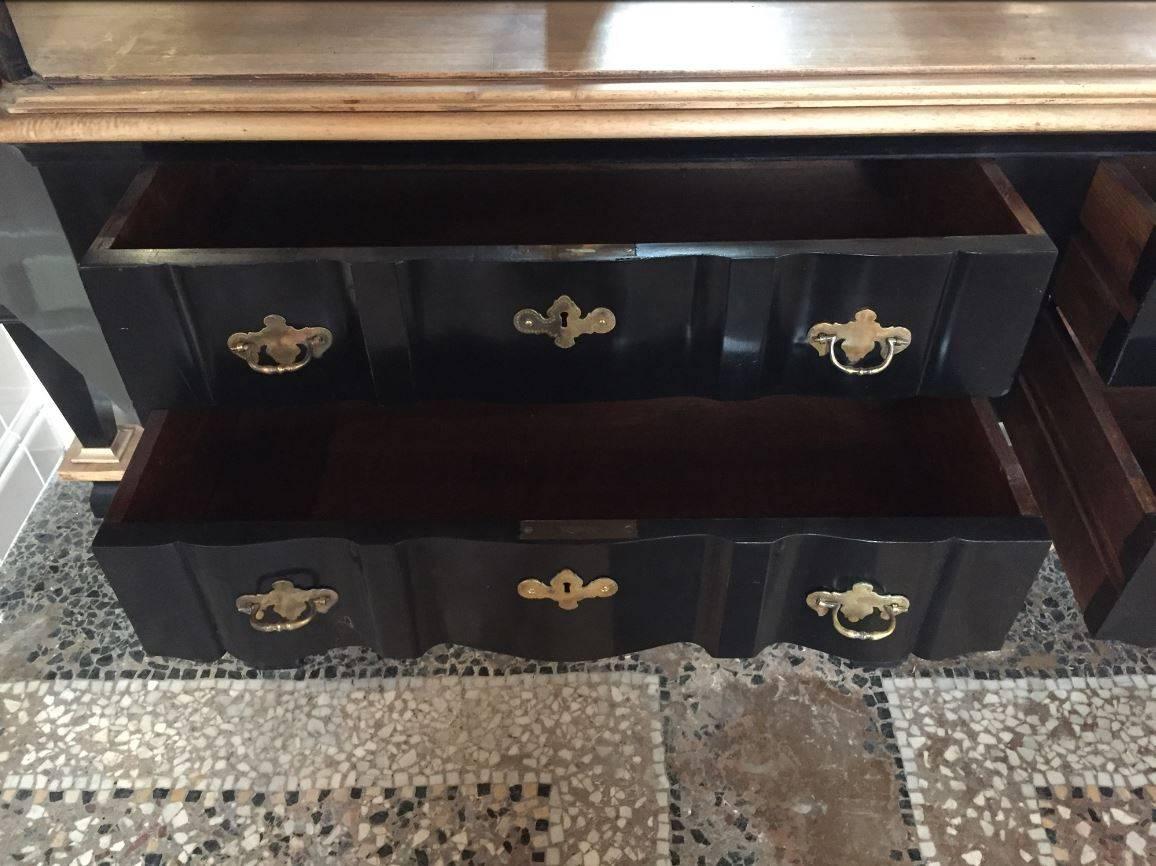 French Black Painted Double Body Mirrored Cupboard from Early 20th Century 15