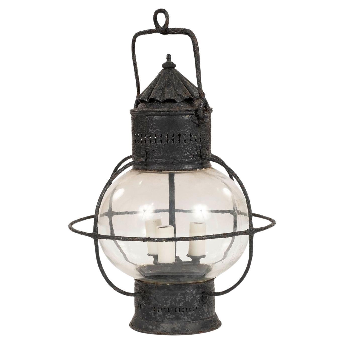 French Black Painted Iron Lantern
