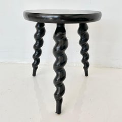 French Black Spiral Leg Stool