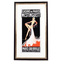 Vintage French Black-White-red Art Déco Poster Advertising "Casino De Paris", 1980s