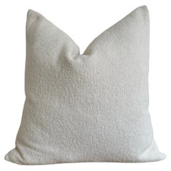 French Bouclette Vintage Linen Pillow with Down Insert Blanc