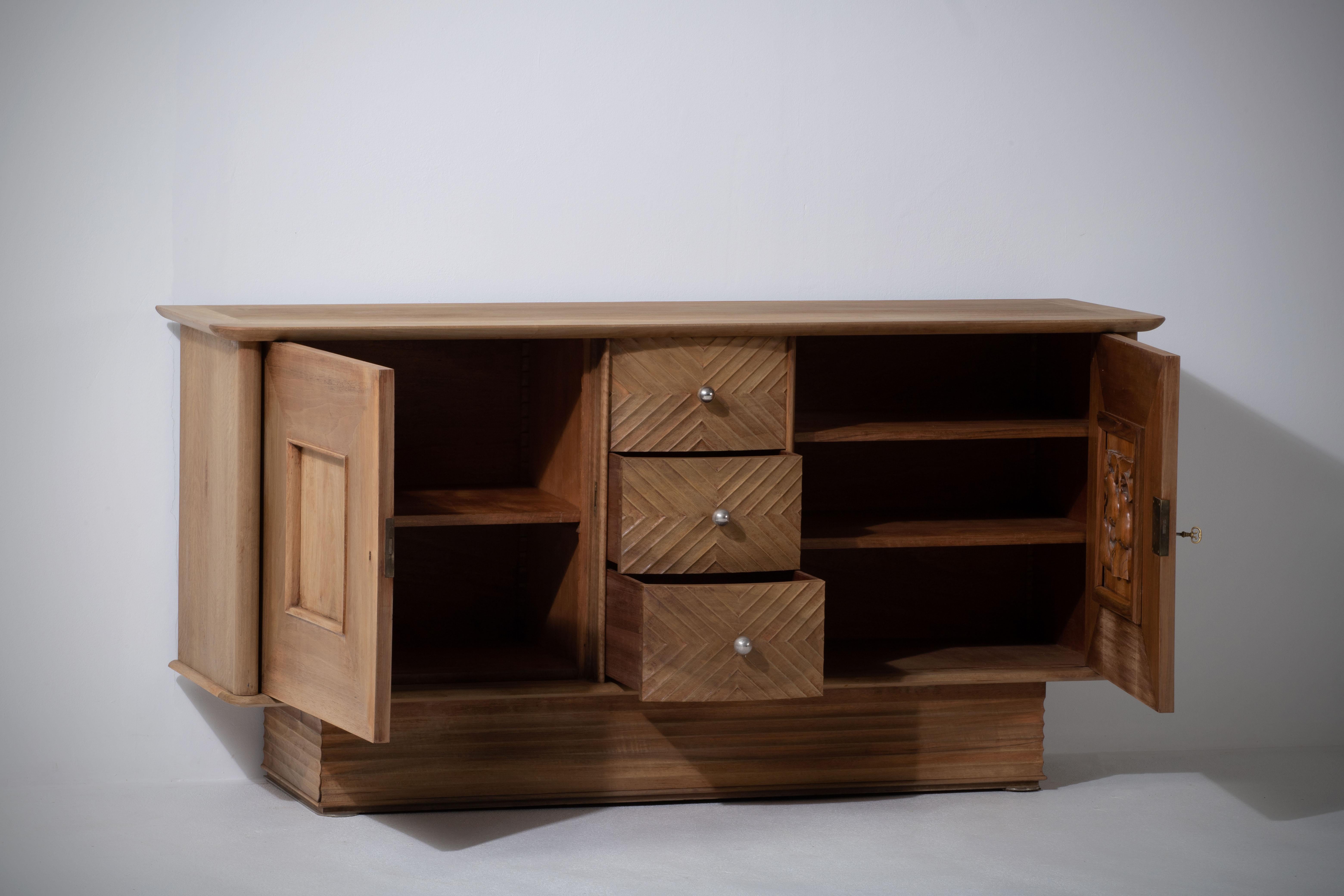 French Bleached Credenza, Oak, France, 1940s 8