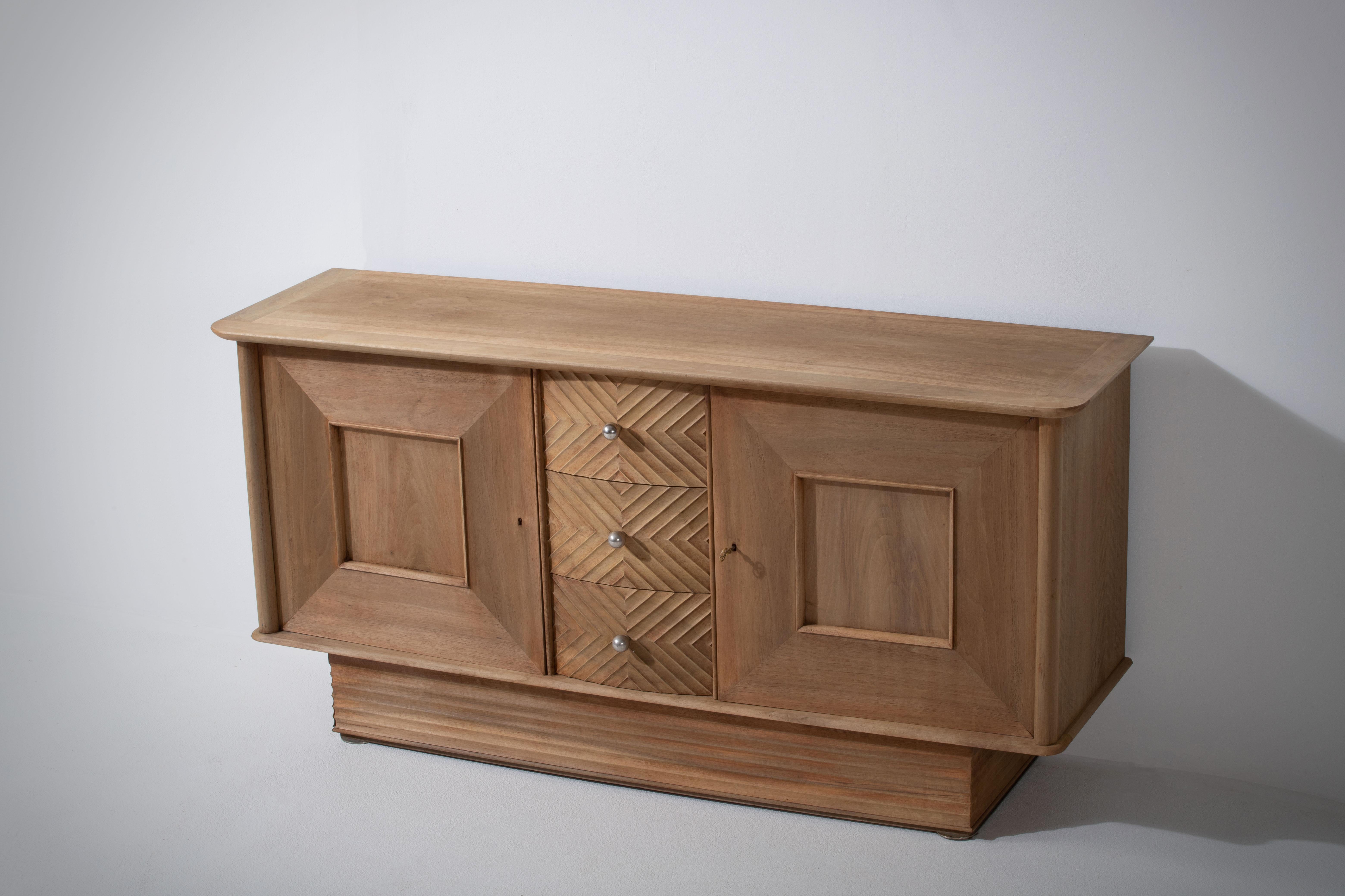 Mid-20th Century French Bleached Credenza, Oak, France, 1940s