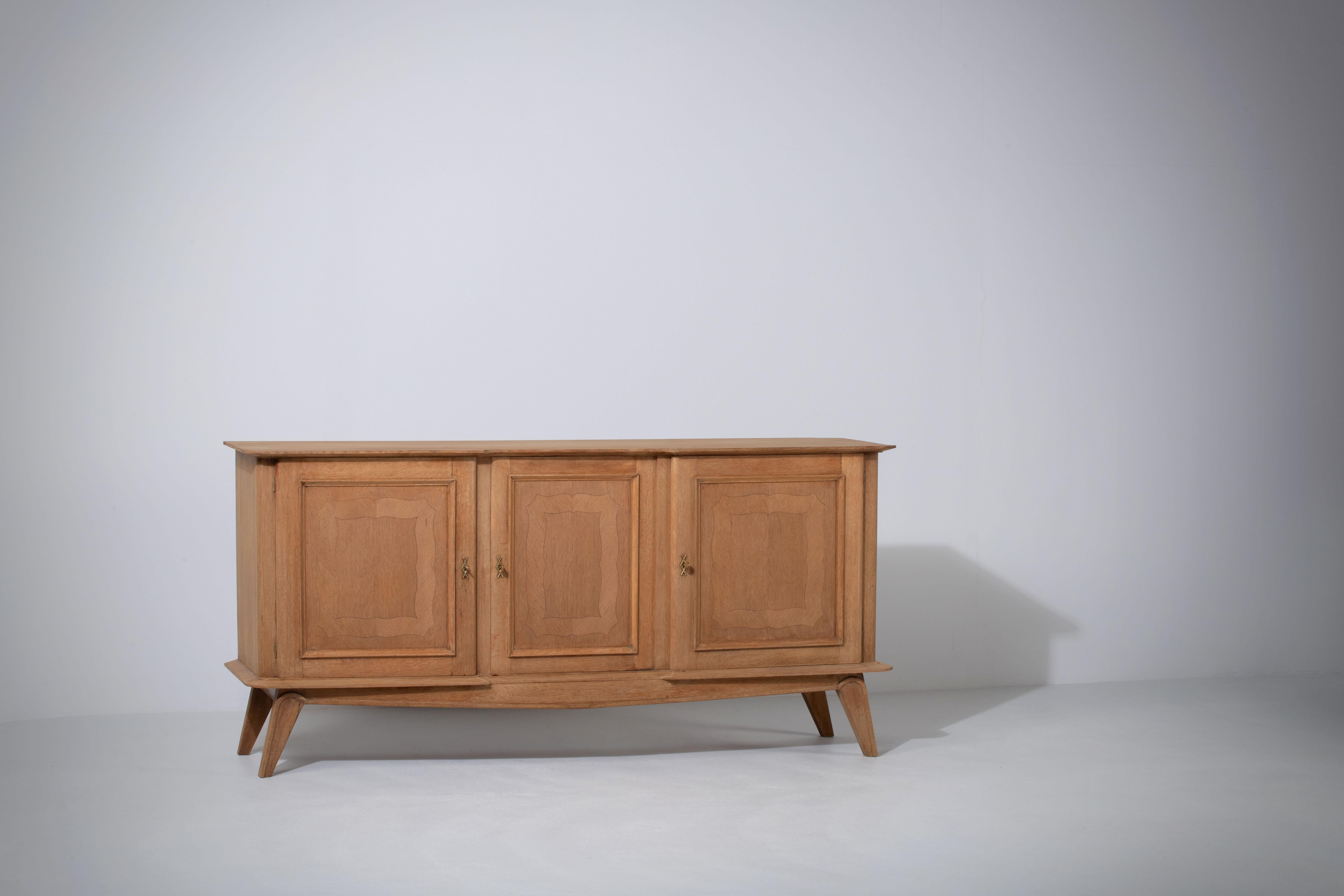 Walnut French Bleached Credenza, Oak, France, 1940s For Sale