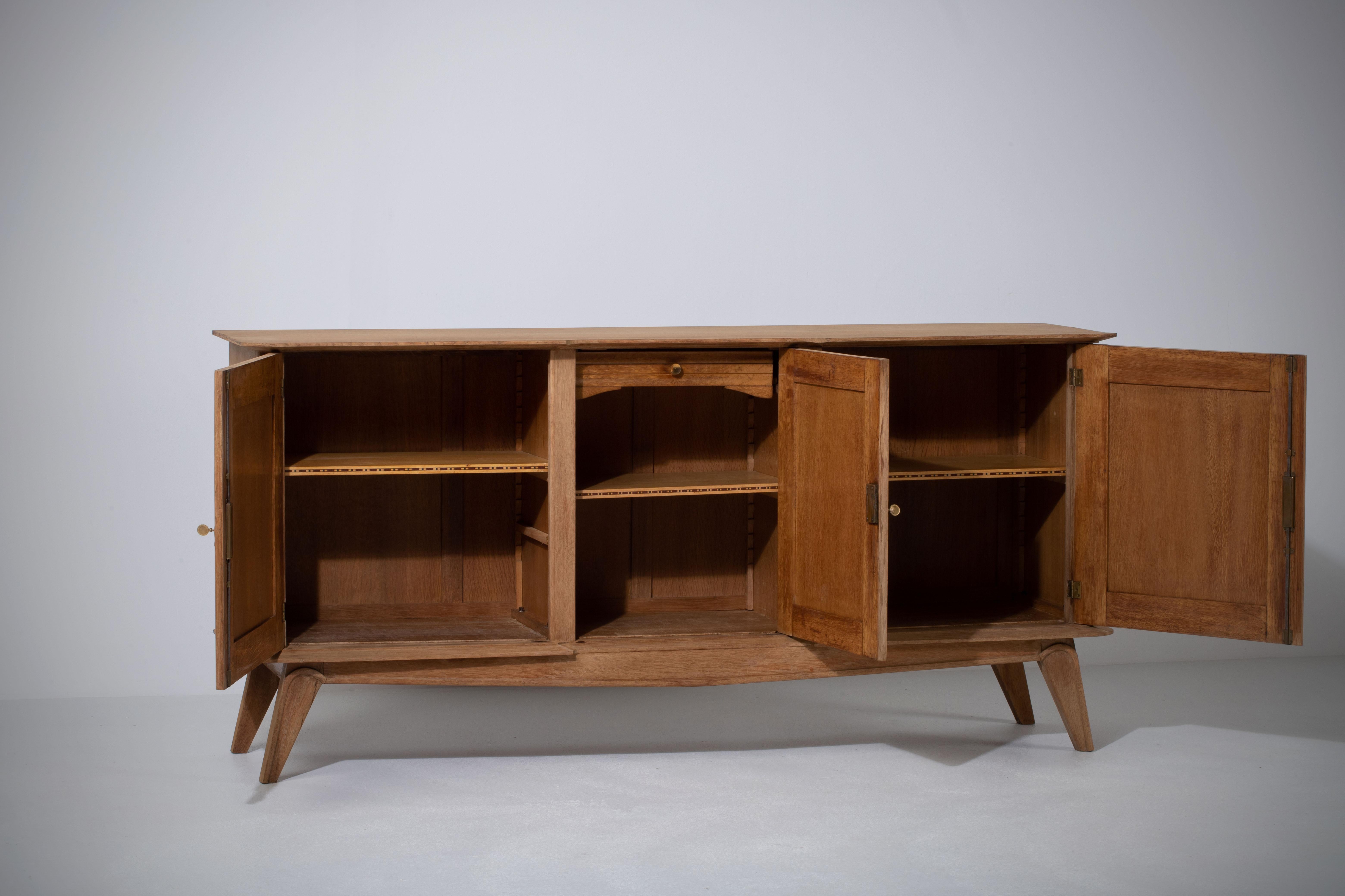 French Bleached Credenza, Oak, France, 1940s For Sale 1
