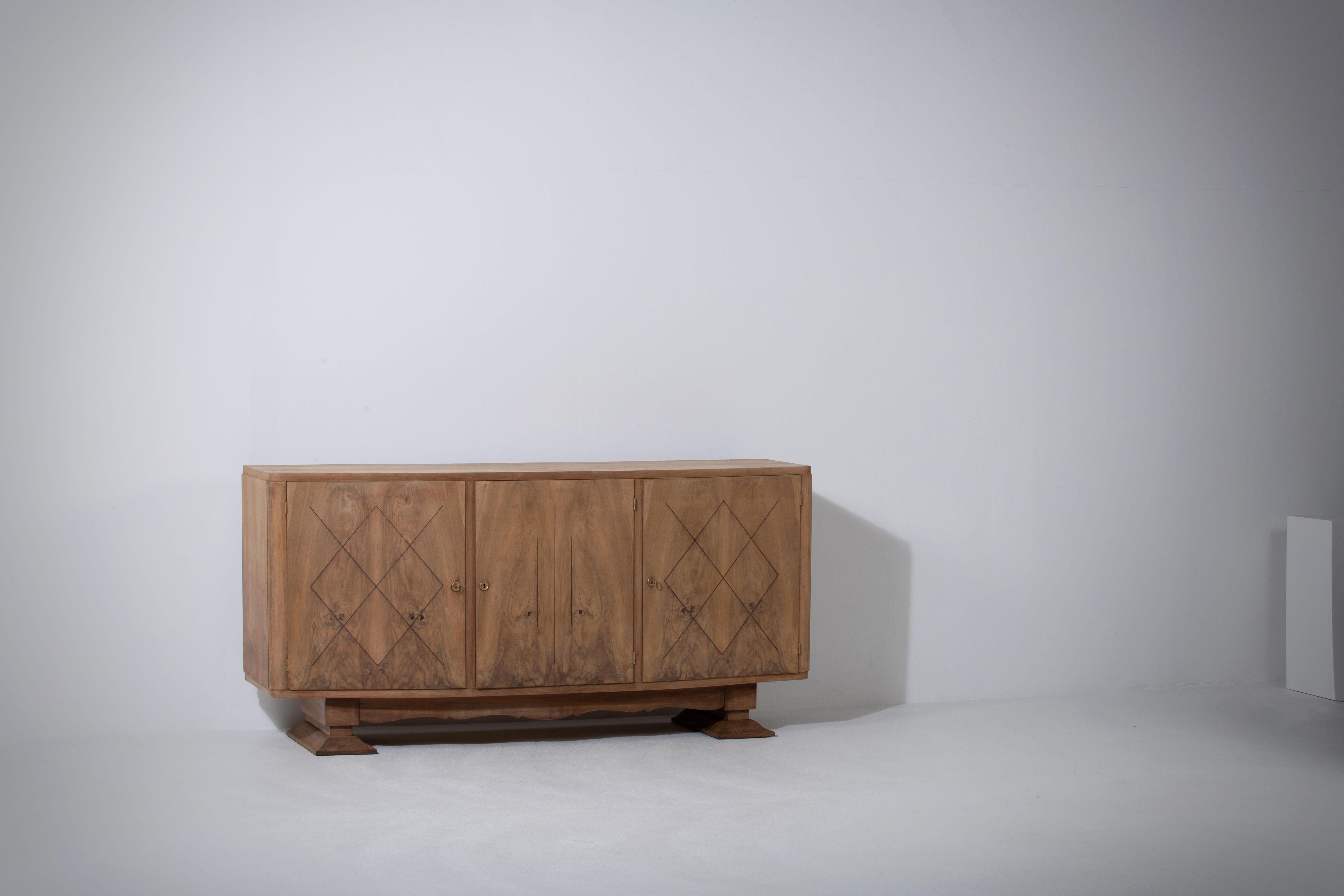 French Bleached Credenza, Walnut, France, 1940s For Sale 1