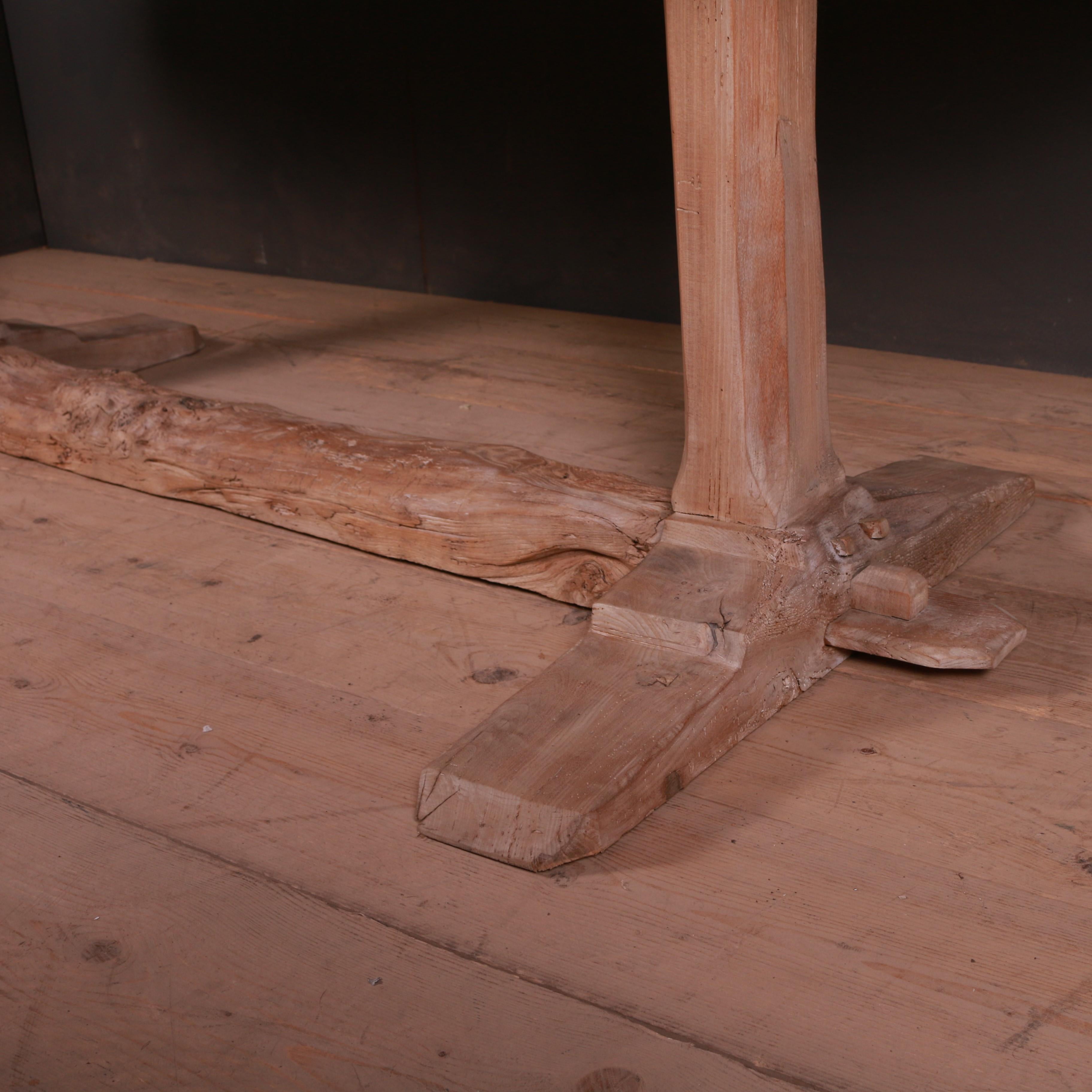 French Bleached Elm Trestle Table 6