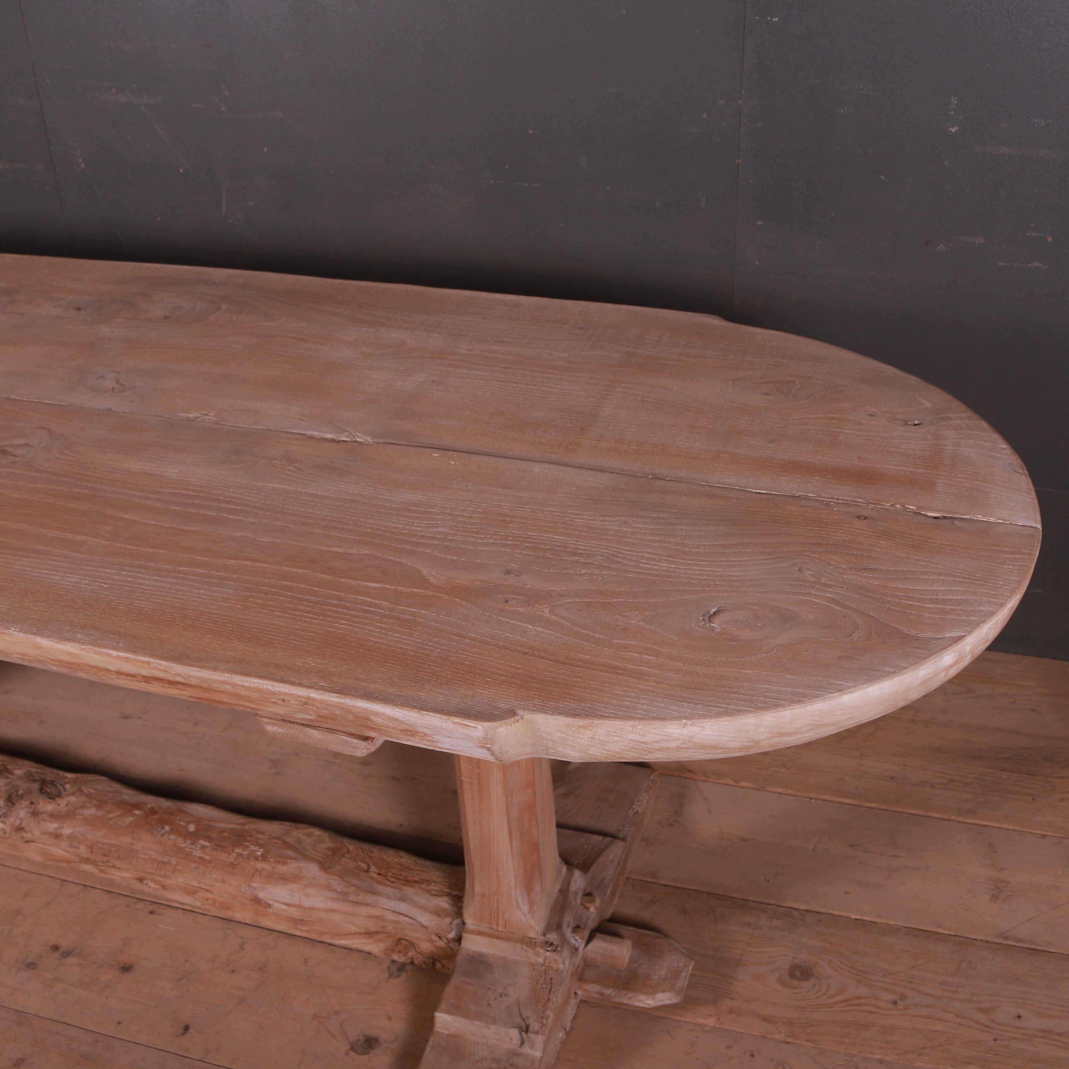 19th Century French Bleached Elm Trestle Table