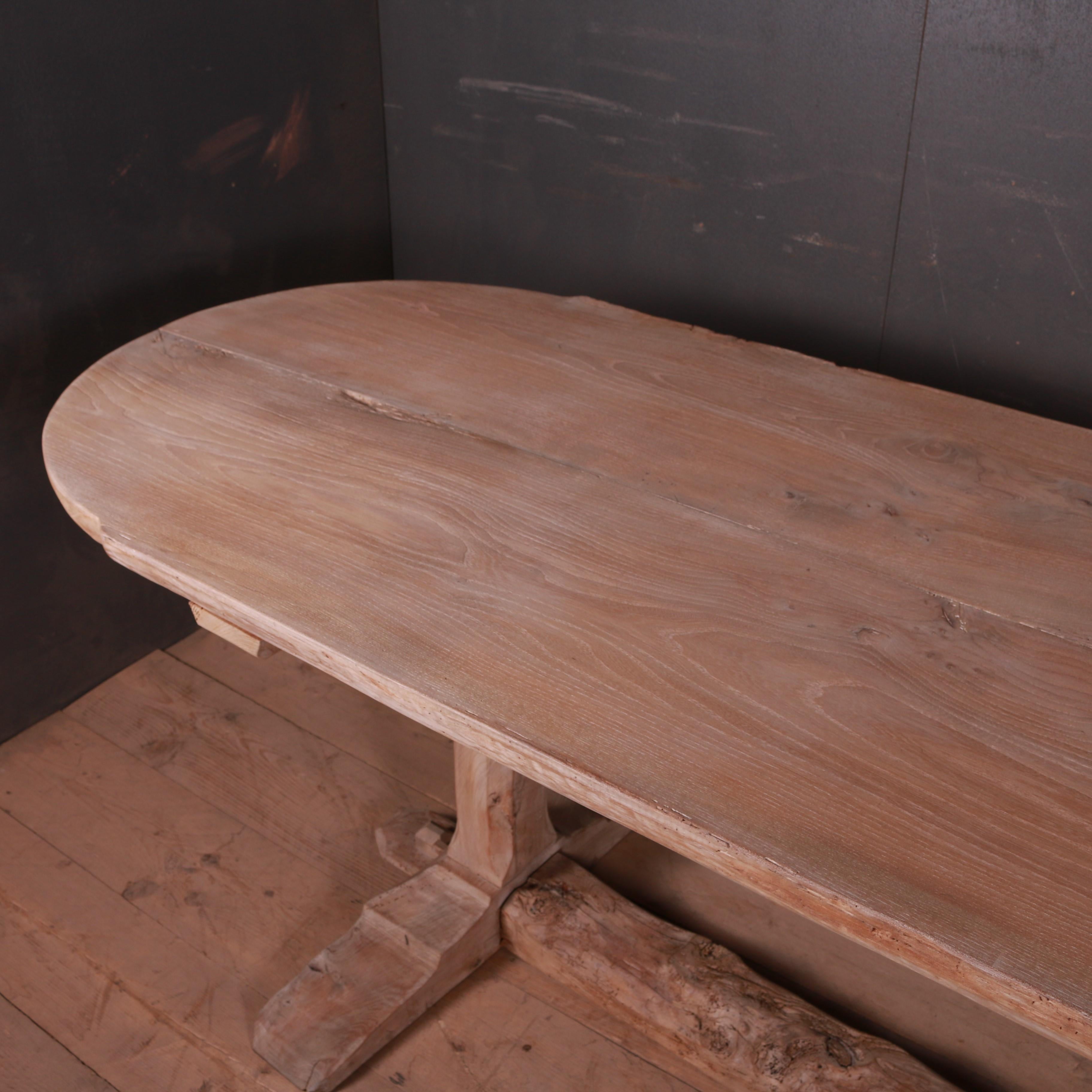 French Bleached Elm Trestle Table 1
