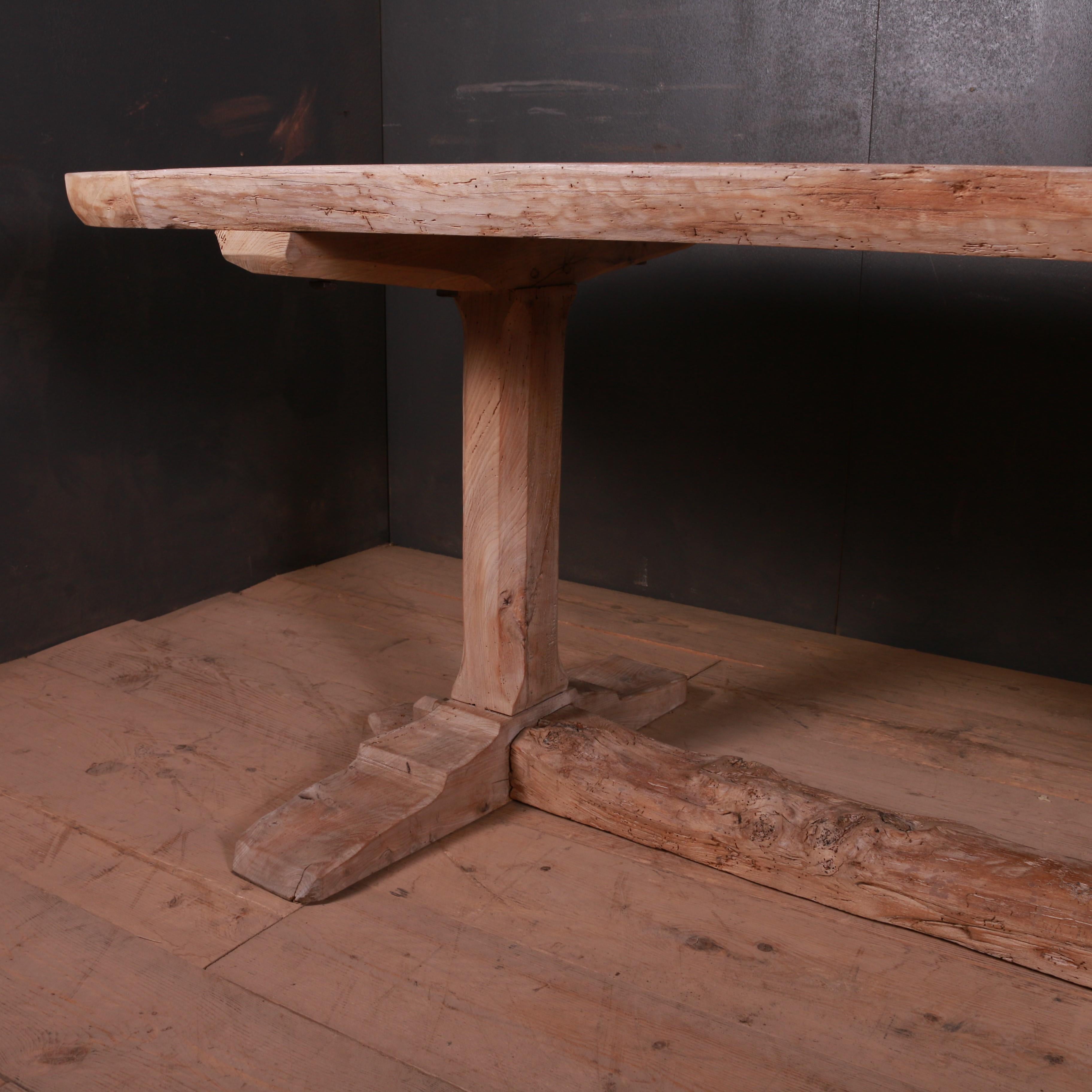 French Bleached Elm Trestle Table 2
