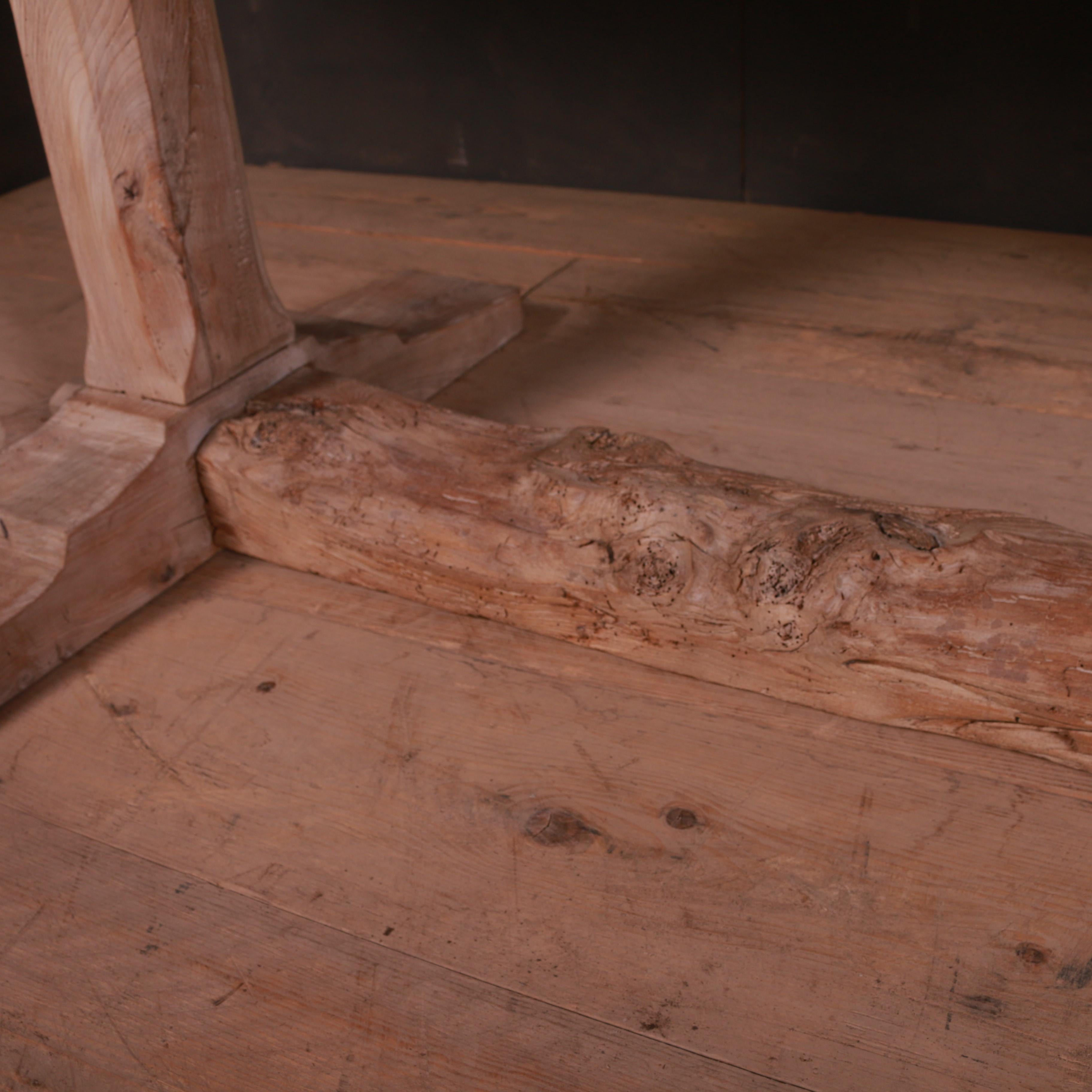 French Bleached Elm Trestle Table 4