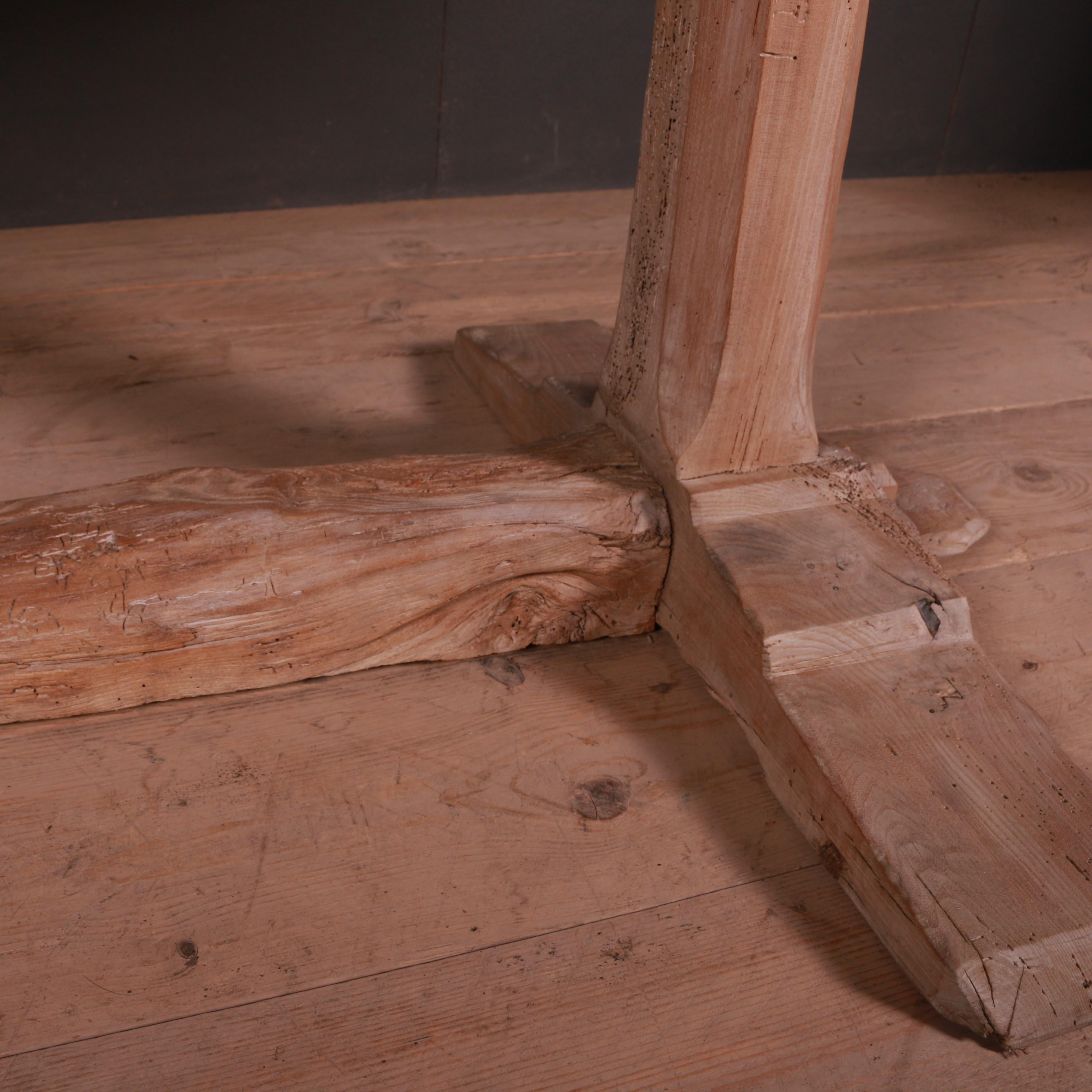 French Bleached Elm Trestle Table 5