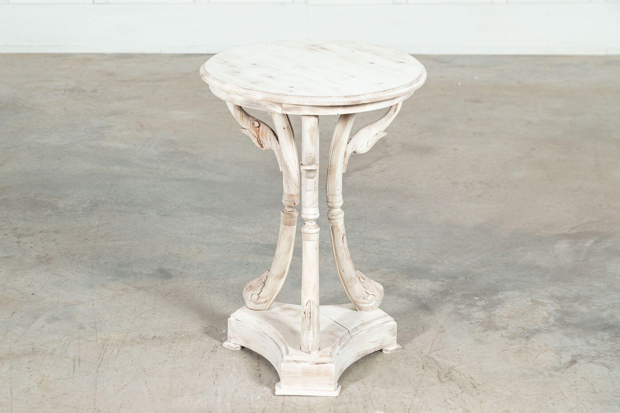 French Bleached Fruitwood Swan Neck Side Table For Sale 6