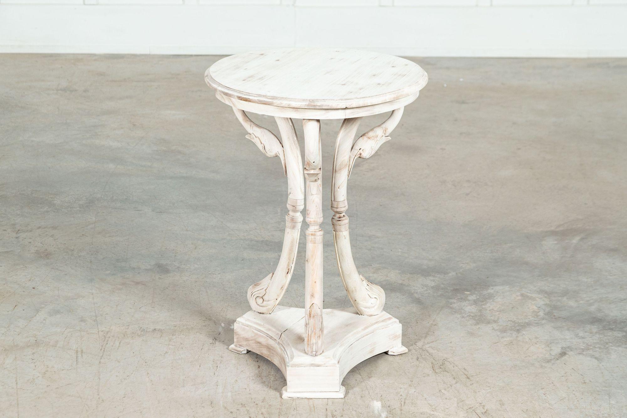 French Bleached Fruitwood Swan Neck Side Table For Sale 3