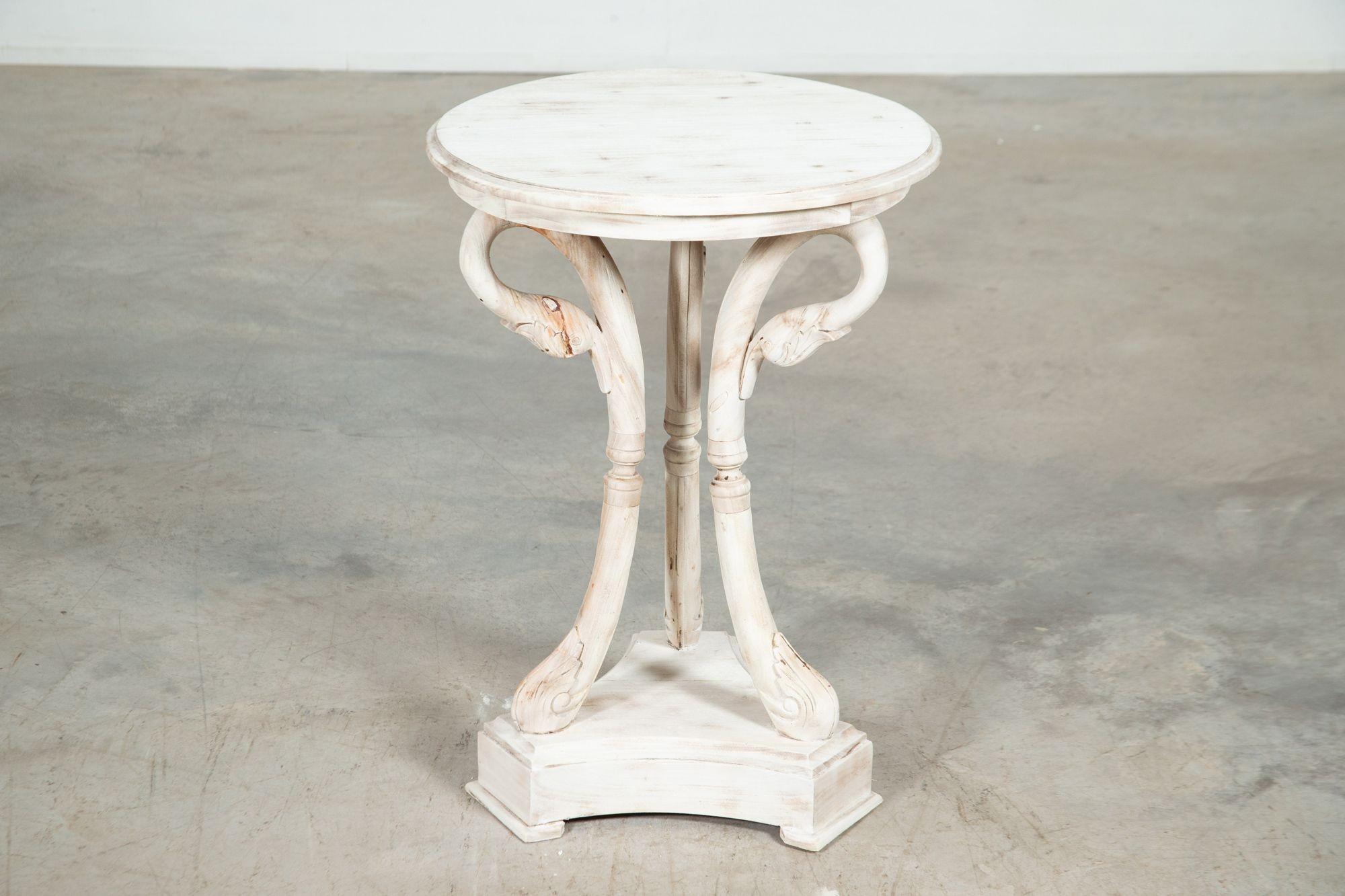 French Bleached Fruitwood Swan Neck Side Table For Sale 5