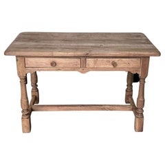 French Bleached Oak 2 Drawer Side Table