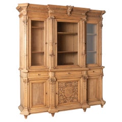 Vitrine bibliothèque en Oak Oak blanchi avec étagères réglables, vers 1890