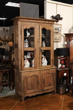French Bleached Oak Buffet Deux Corps, Mid-19th Century
