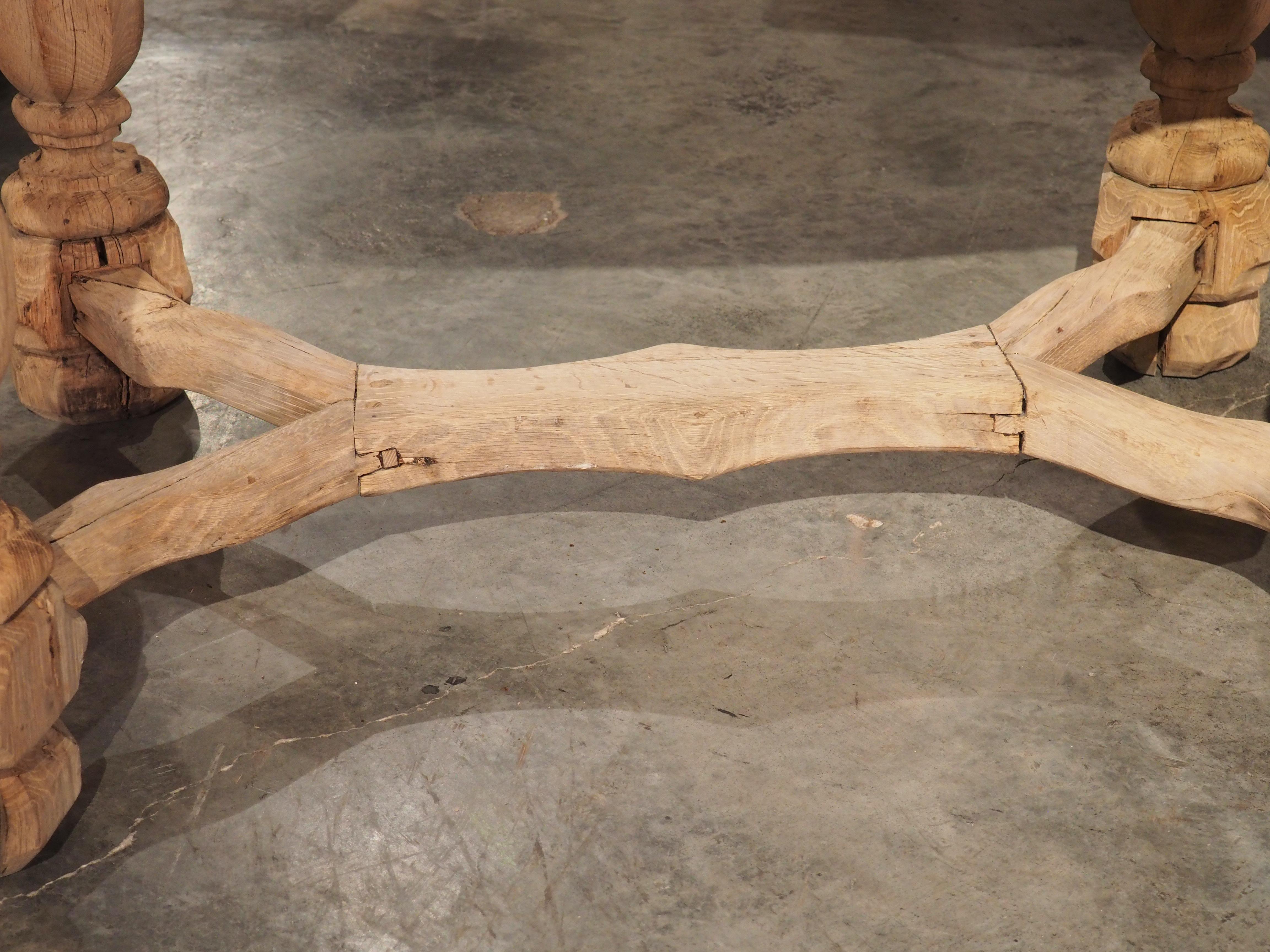 French Bleached Oak Center Table with Marble Top, Circa 1860 5