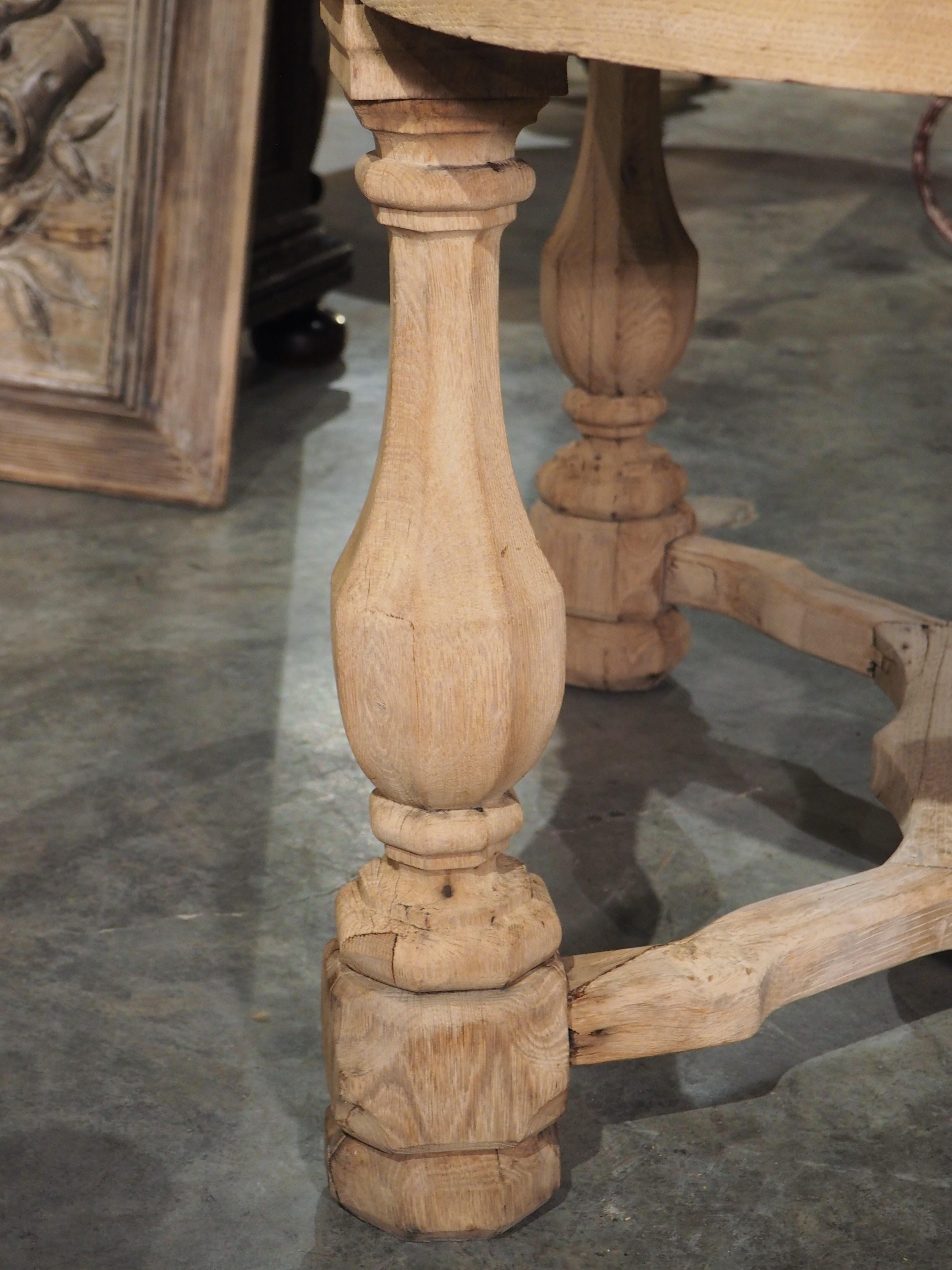 French Bleached Oak Center Table with Marble Top, Circa 1860 8