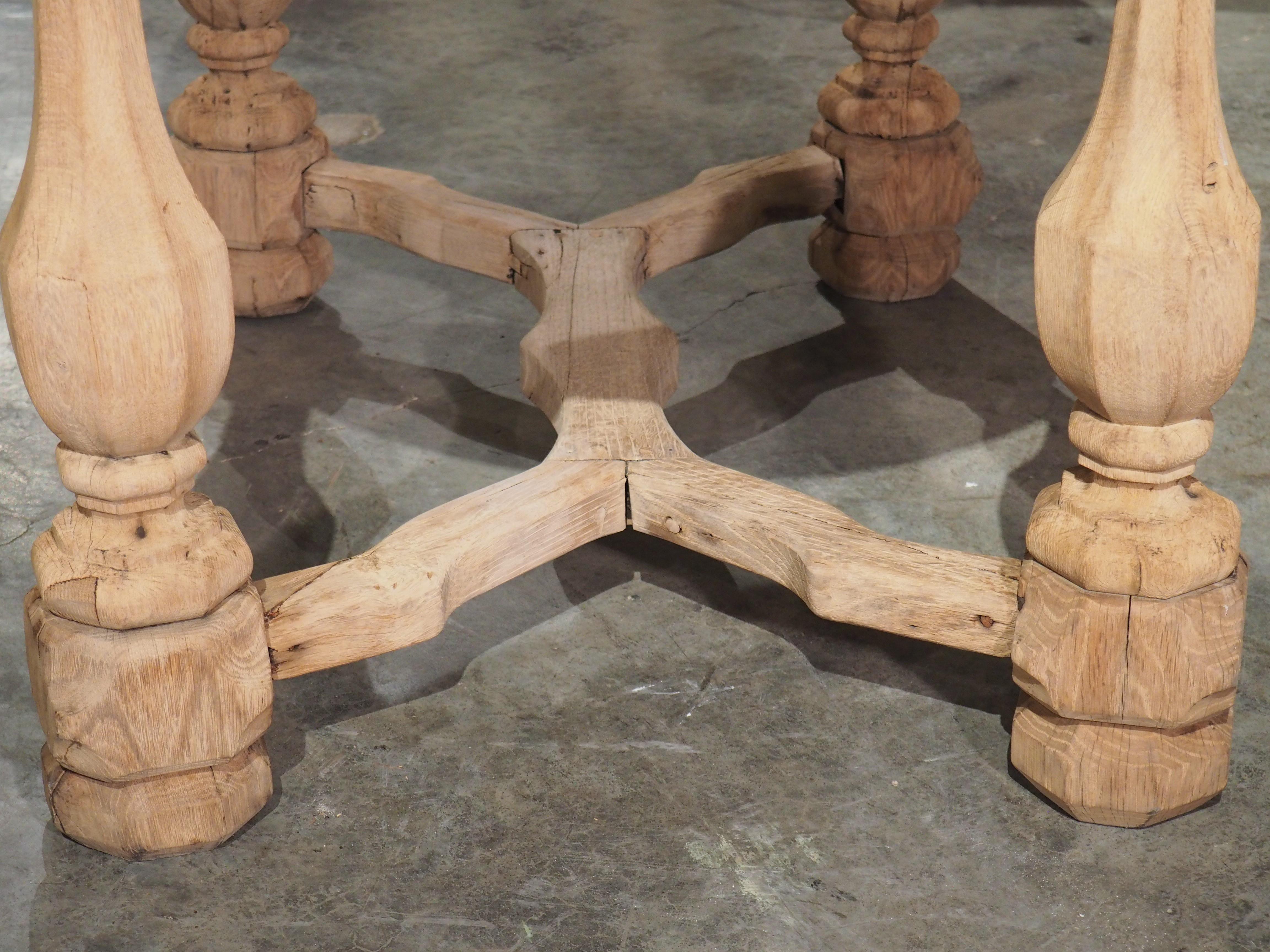 French Bleached Oak Center Table with Marble Top, Circa 1860 11