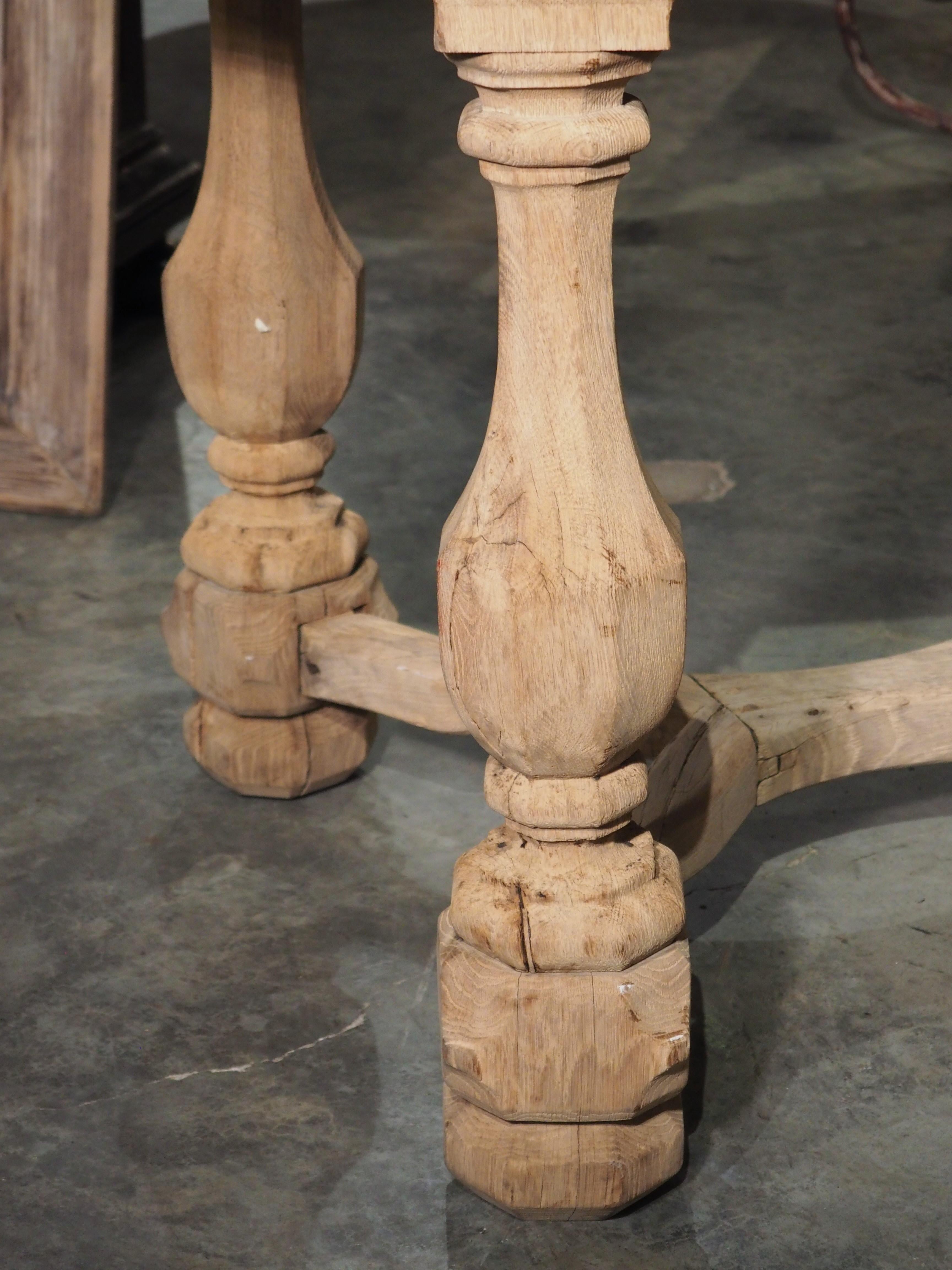 French Bleached Oak Center Table with Marble Top, Circa 1860 13