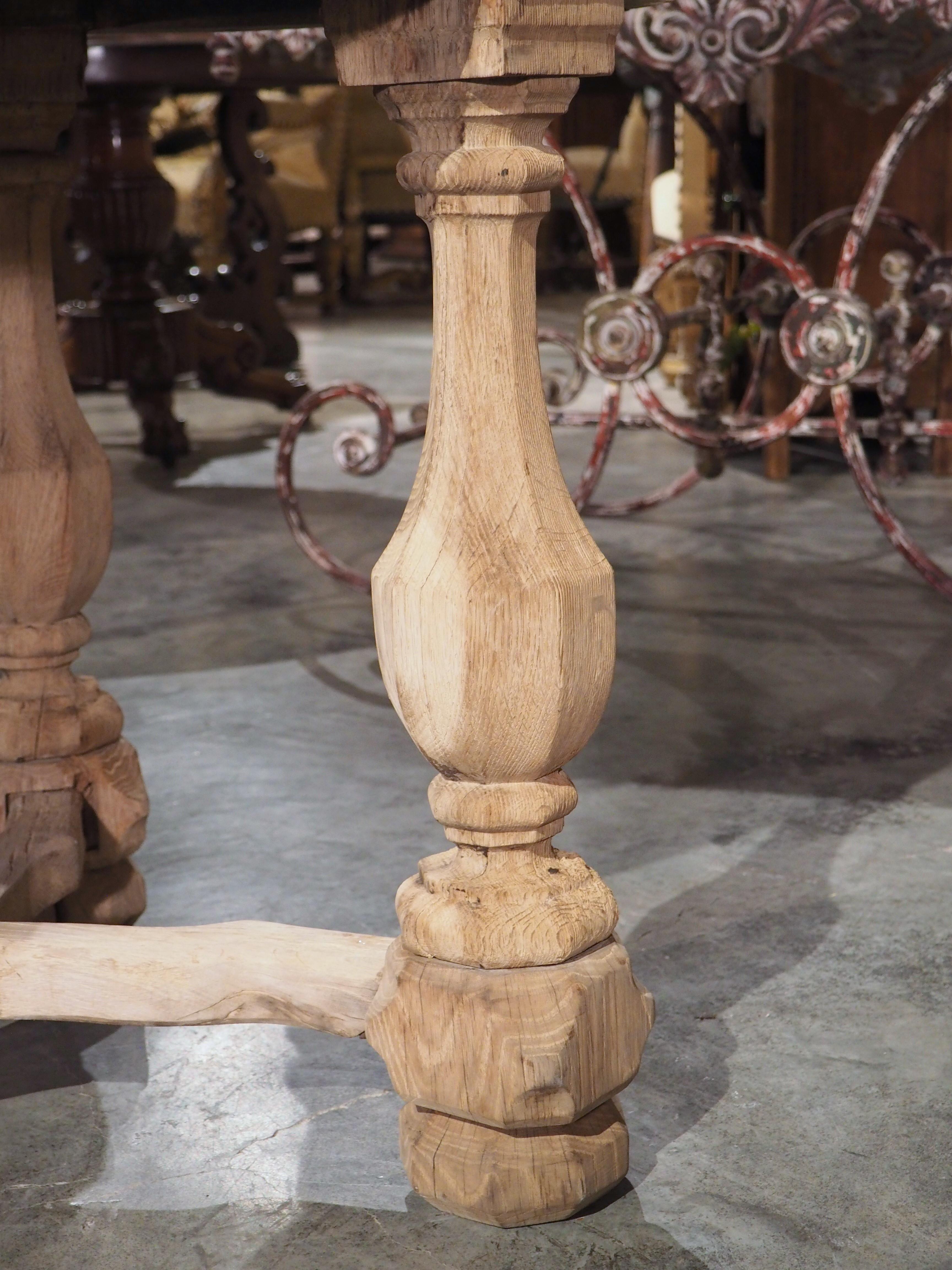 French Bleached Oak Center Table with Marble Top, Circa 1860 In Good Condition In Dallas, TX