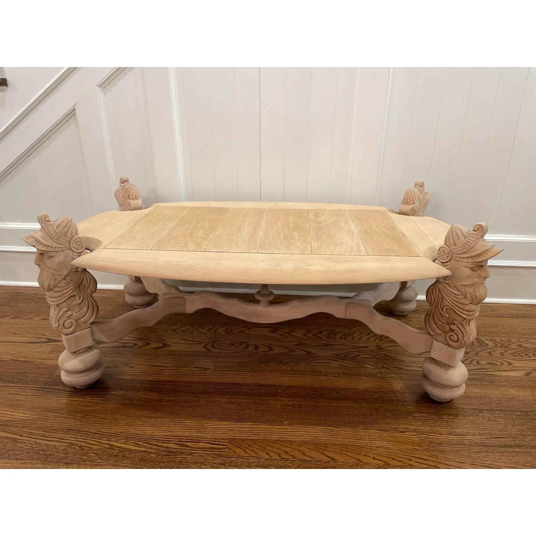 Colonial britannique Table basse française en Oak Oak blanchi, British Colonial Style, 20e siècle en vente