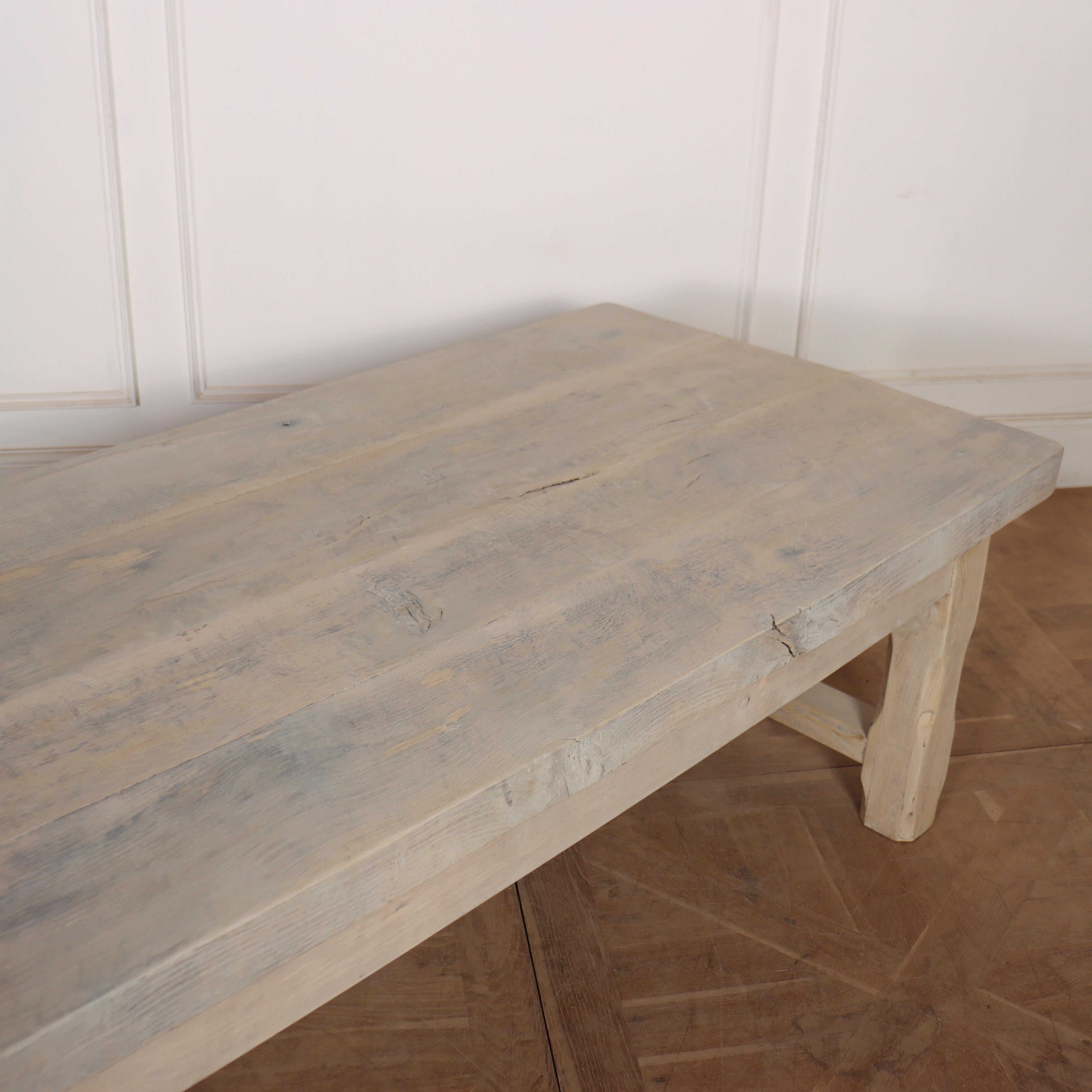 19th Century French Bleached Oak Coffee Table For Sale