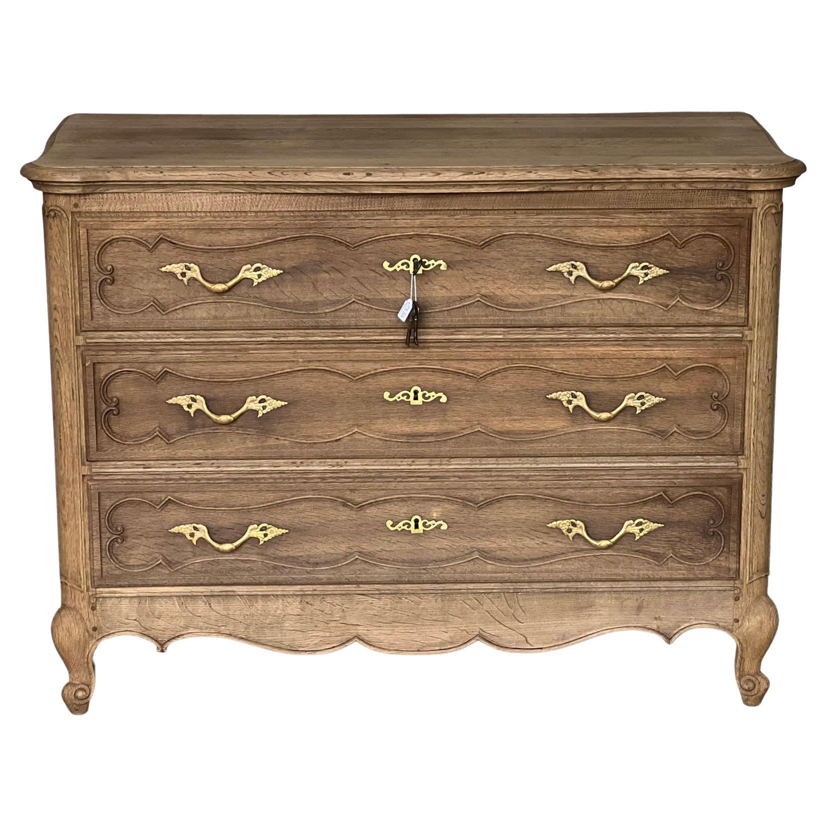 French Bleached Oak Commode Chest of Drawers
