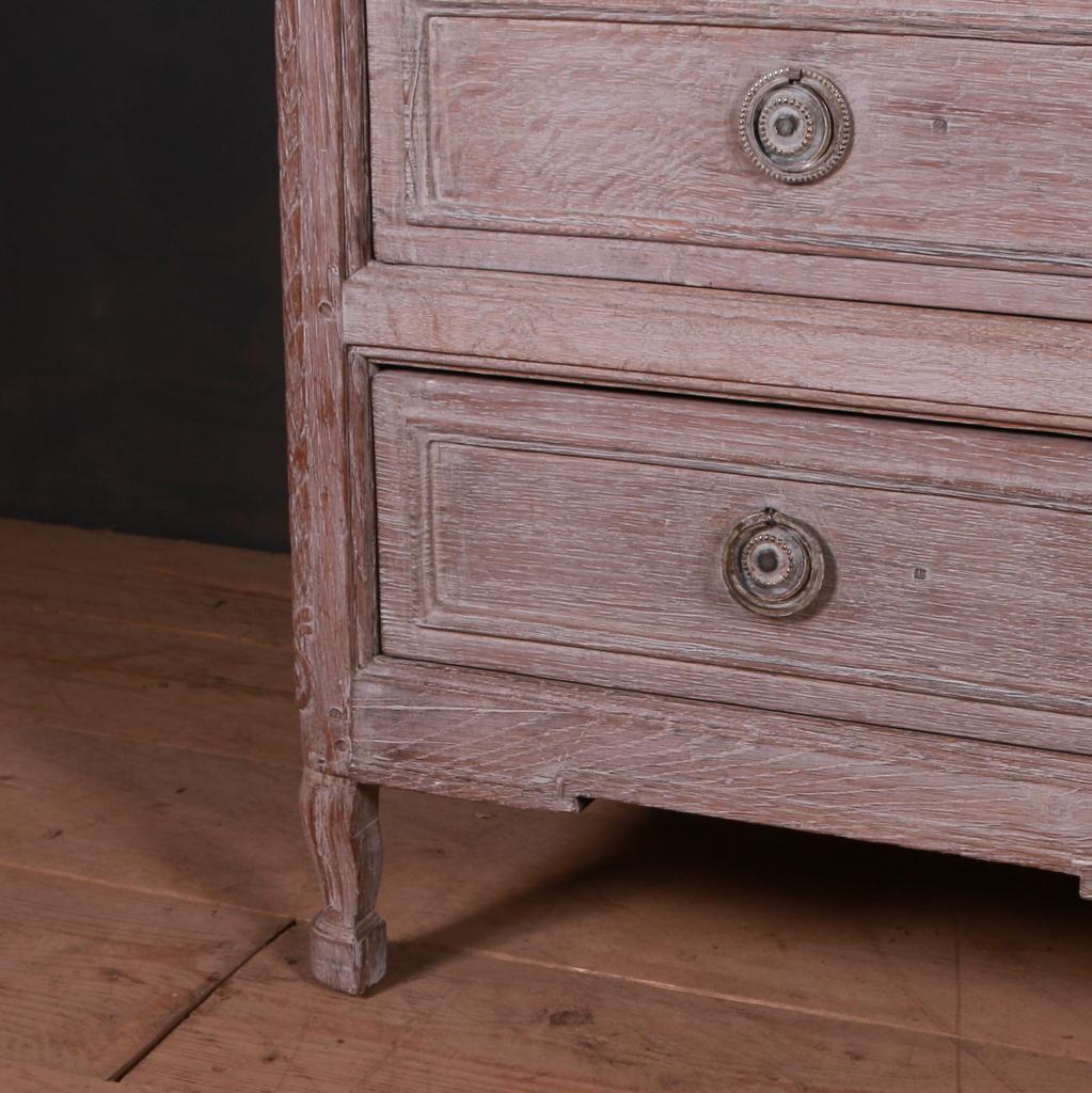 18th Century and Earlier French Bleached Oak Commode