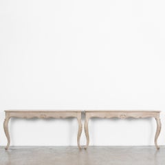 French Bleached Oak Console Tables, a Pair