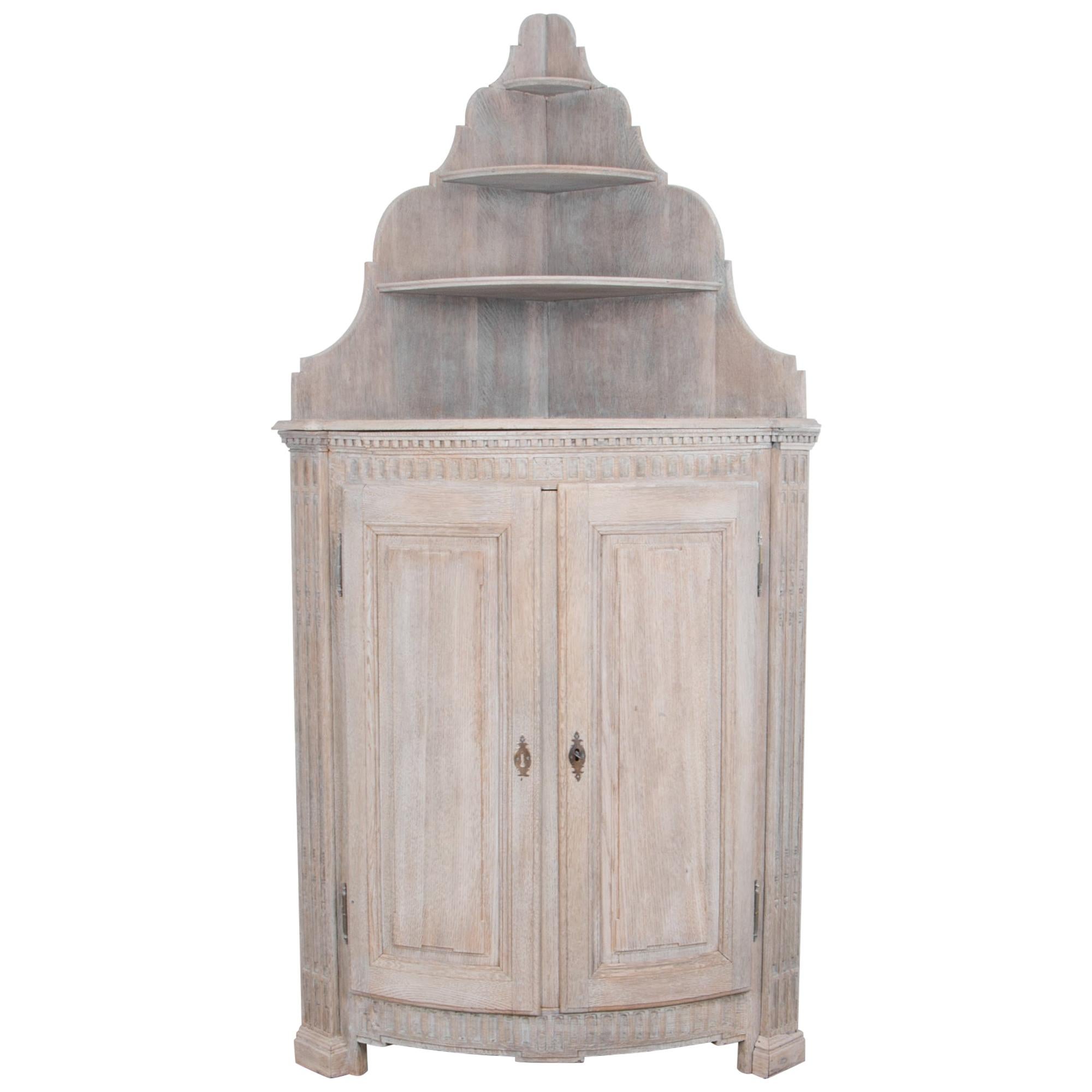 French Bleached Oak Corner Cabinet