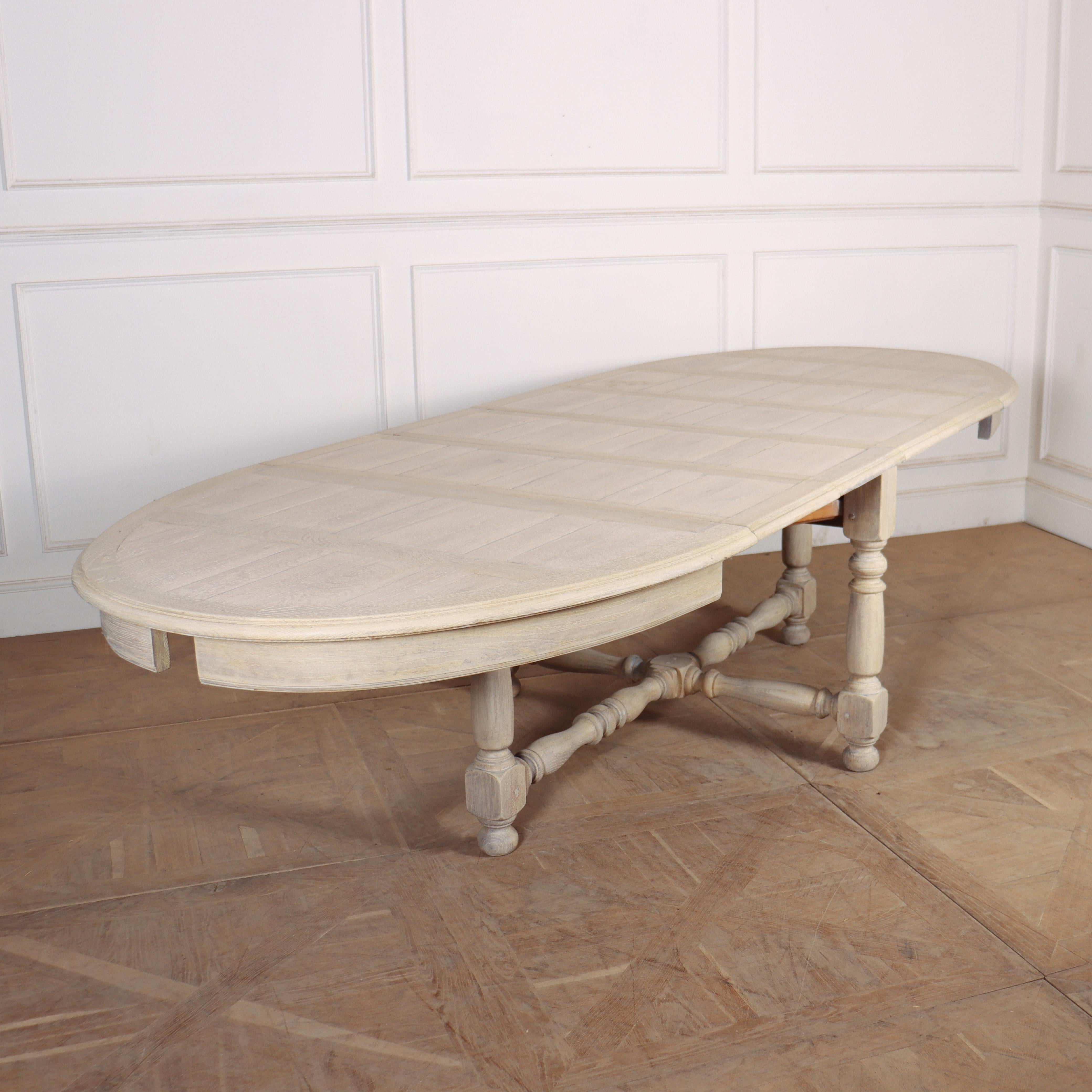 French Bleached Oak Dining Table For Sale 1