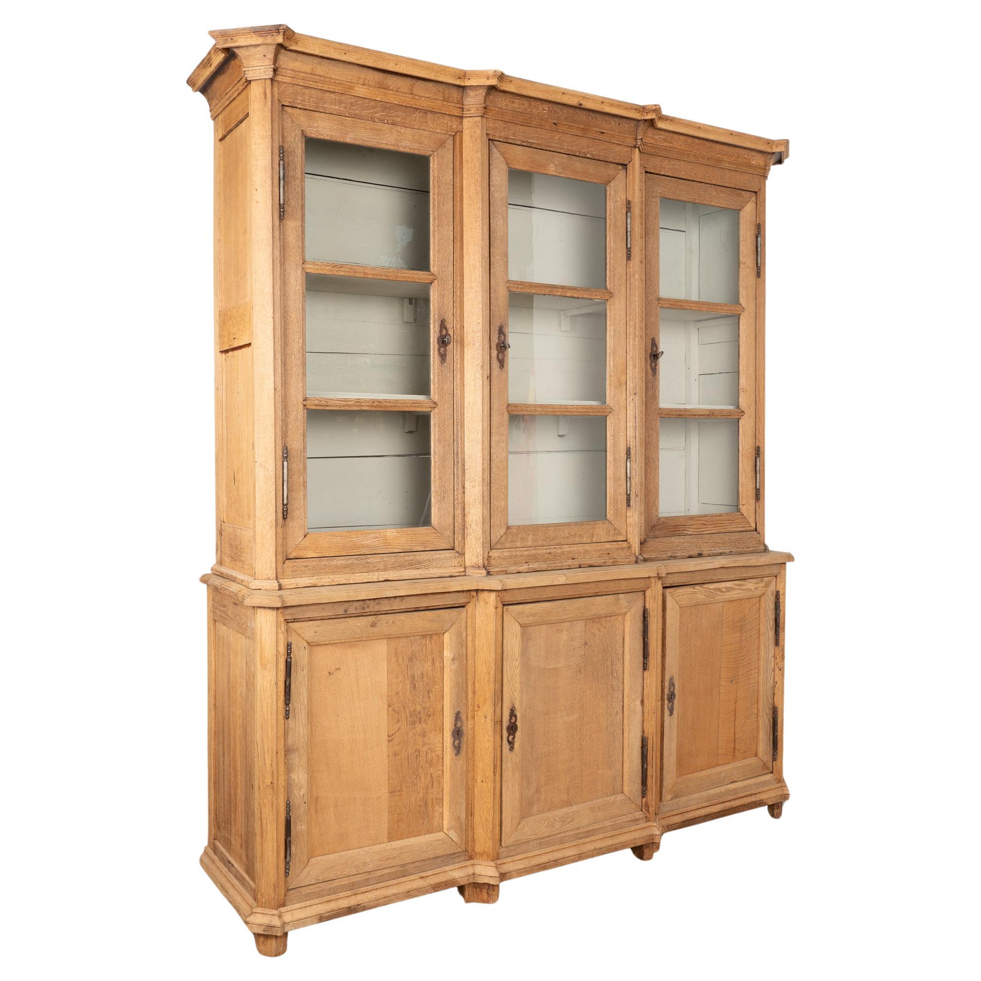 French Bleached Oak Display Cabinet Large Bookcase, circa 1890