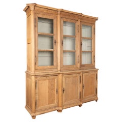 French Bleached Oak Display Cabinet Large Bookcase, circa 1890