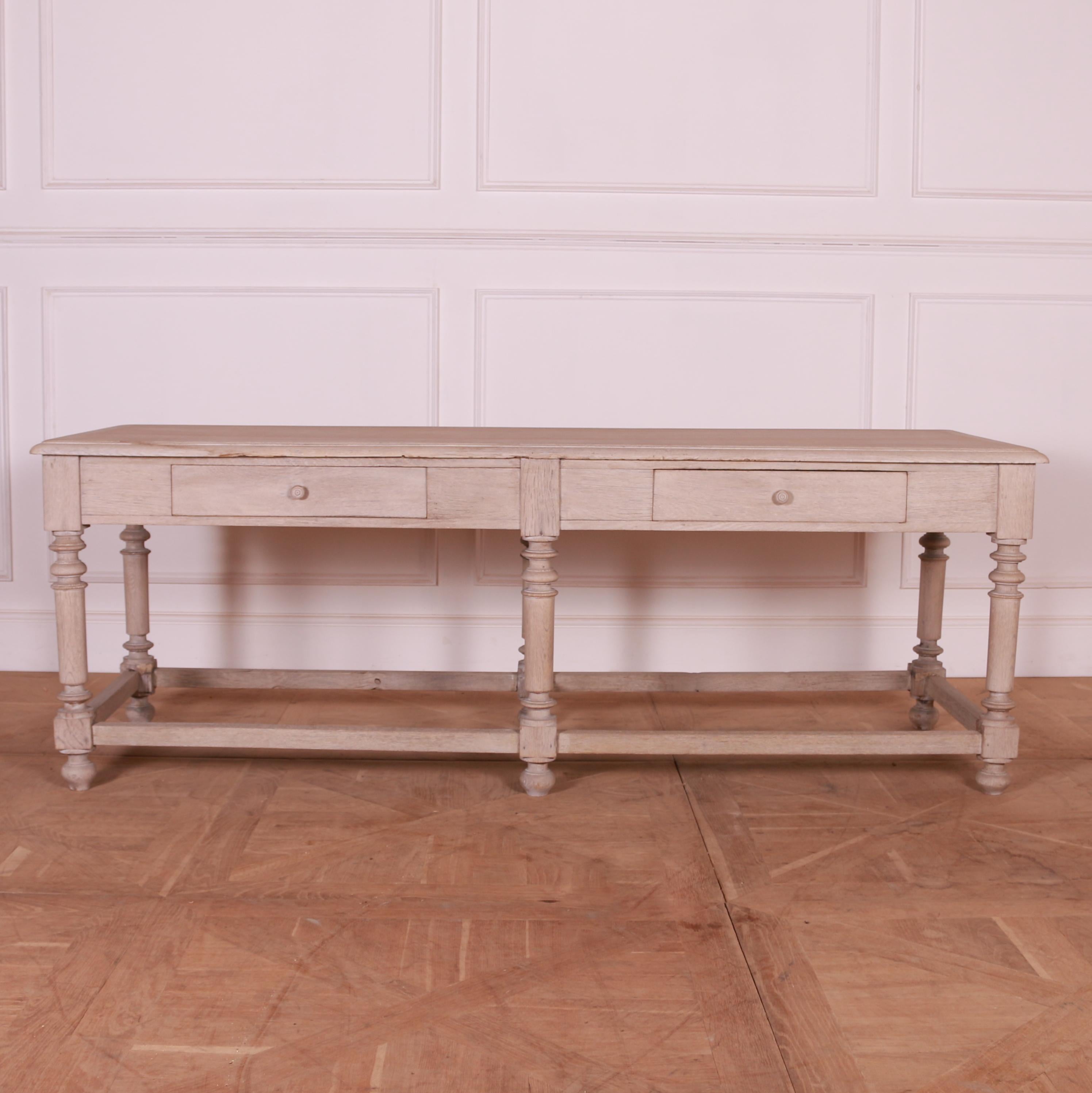 Good 19th C French 2 drawer bleached oak drapers table. 1880.

Reference: 7687

Dimensions
79 inches (201 cms) Wide
27 inches (69 cms) Deep
28 inches (71 cms) High.