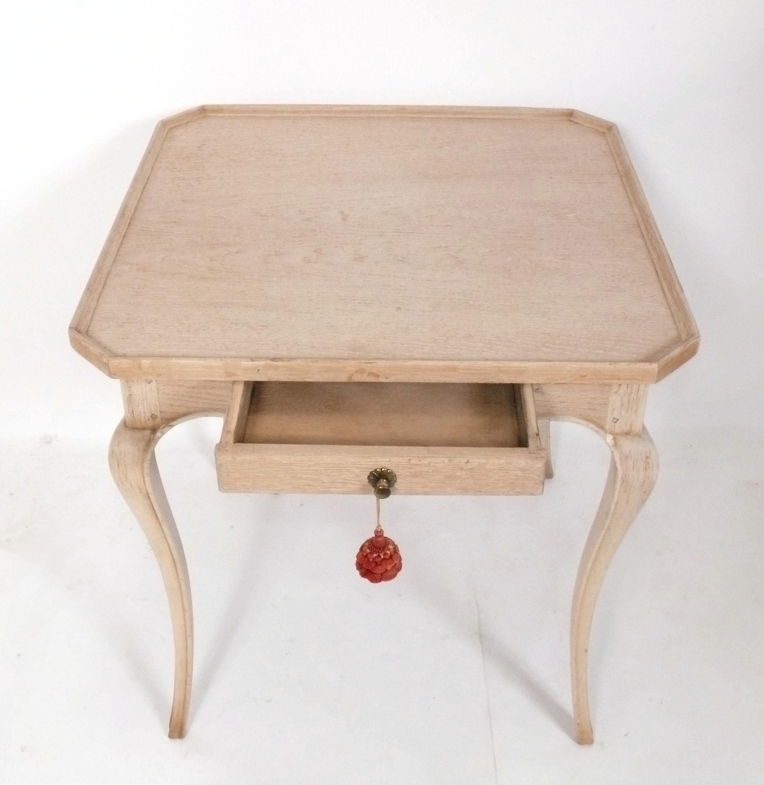 French Provincial French Bleached Oak End Table For Sale