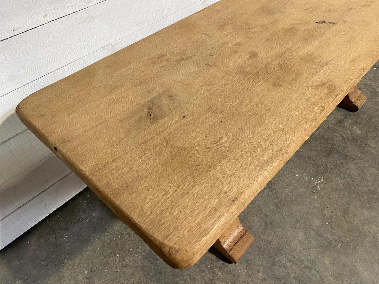 French Bleached Oak Farmhouse Dining Table For Sale 7