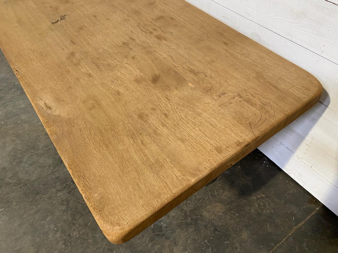 French Bleached Oak Farmhouse Dining Table For Sale 8