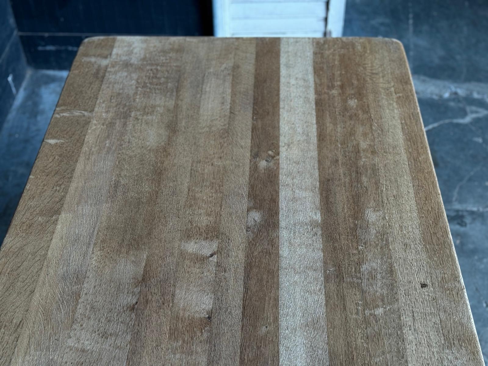 French Bleached Oak Farmhouse Dining Table For Sale 12