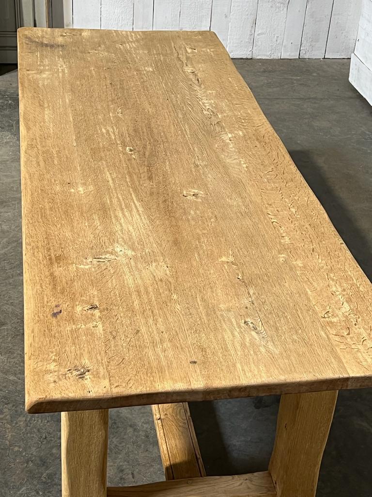 French Bleached Oak Farmhouse Dining Table  For Sale 14