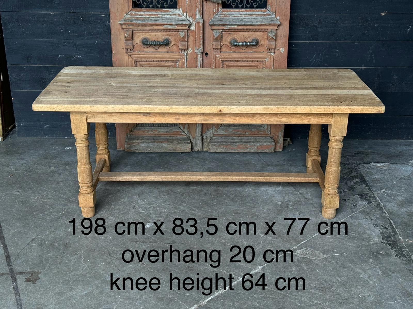 French Bleached Oak Farmhouse Dining Table For Sale 16