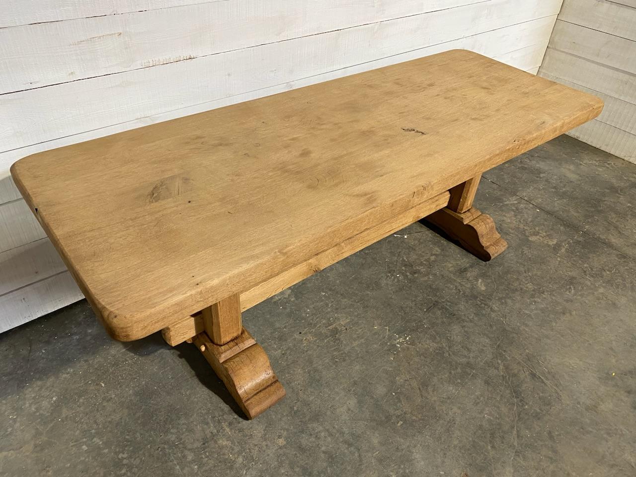 Early 20th Century French Bleached Oak Farmhouse Dining Table For Sale