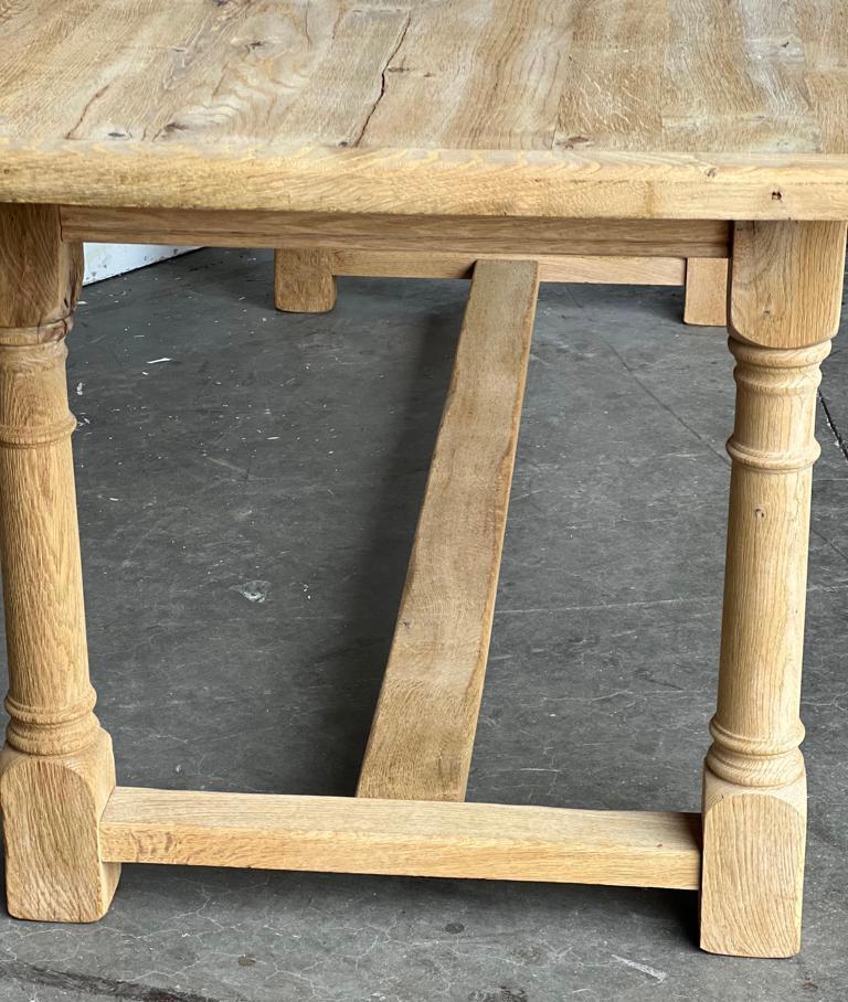 20th Century French Bleached Oak Farmhouse Dining Table