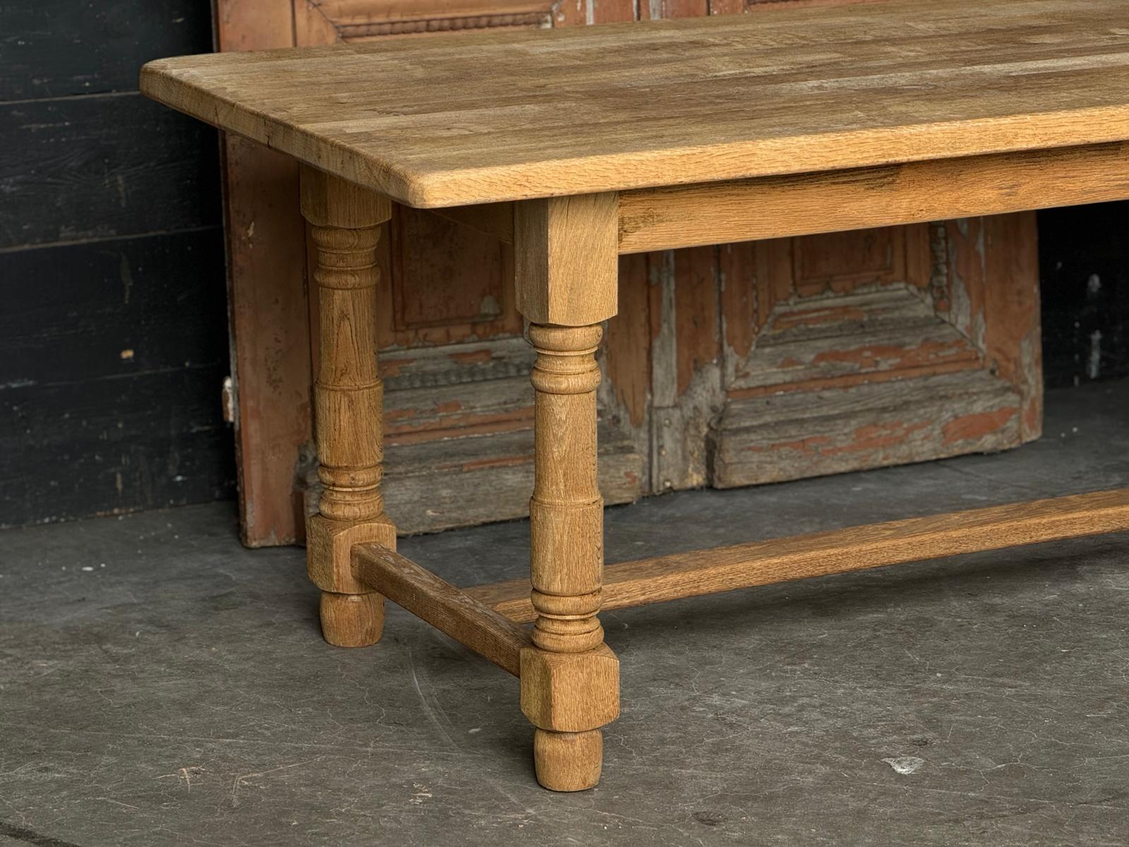 20th Century French Bleached Oak Farmhouse Dining Table For Sale