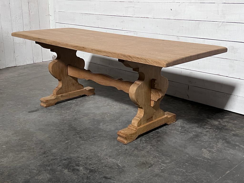 French Bleached Oak Farmhouse Dining Table 1