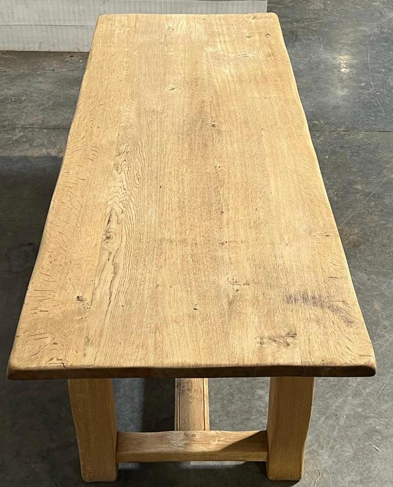 French Bleached Oak Farmhouse Dining Table  For Sale 1